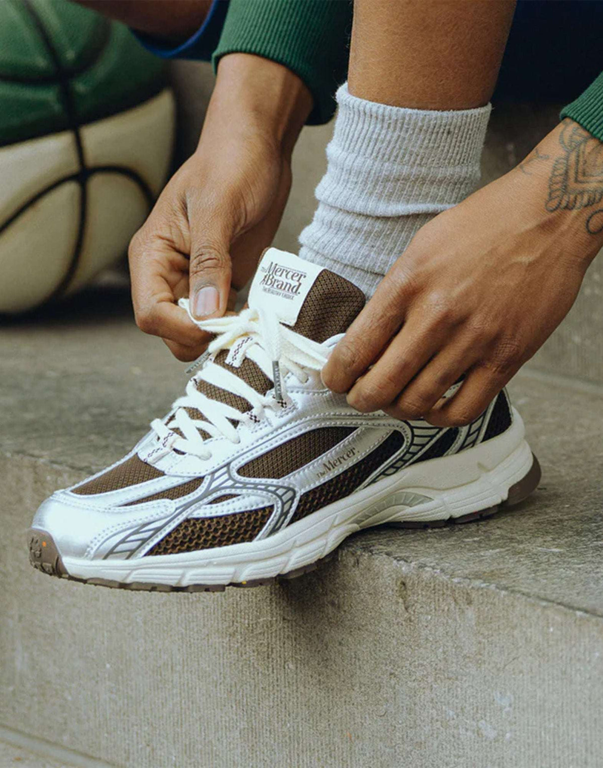 THE MERCER BRAND Re-Run Twin Mesh Sneakers Grey/Brown
