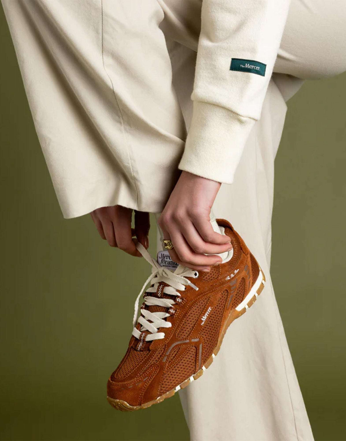 THE MERCER BRAND Re-Run Drive Sneakers in Suede e Mesh Brown