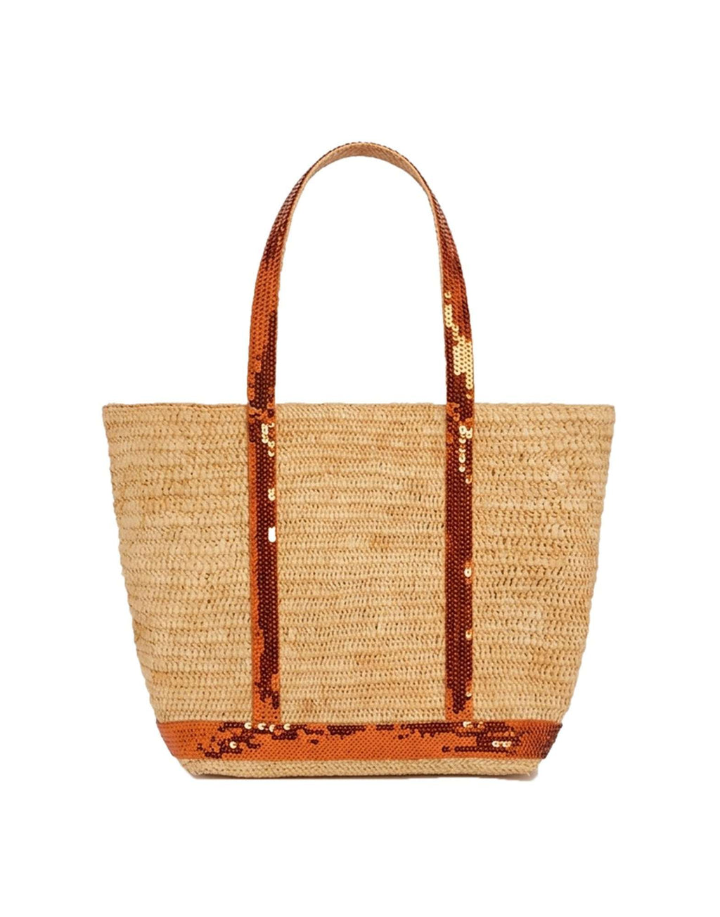 VANESSA BRUNO Cabas M in Raffia con Paillettes Mandarine
