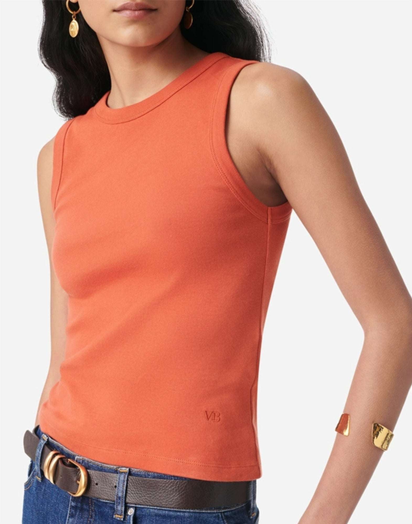 VANESSA BRUNO Tank Top in Cotone Organico a Costine Mandarine