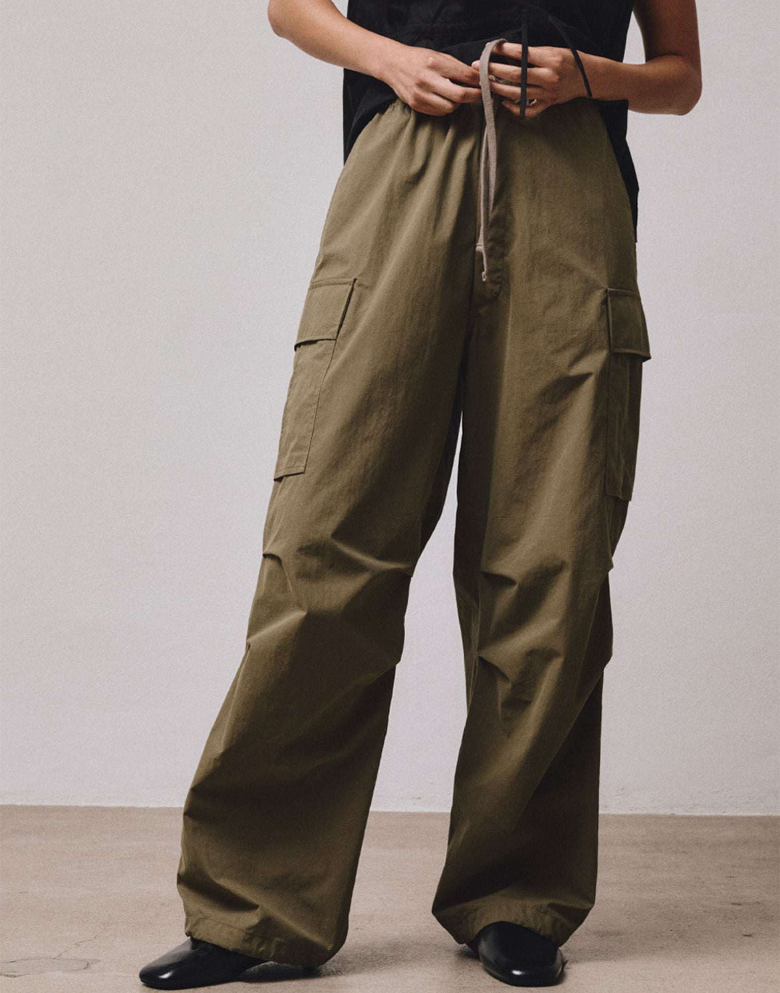 VIS A VIS Pantaloni Cargo in Cotone Nylon Khaki
