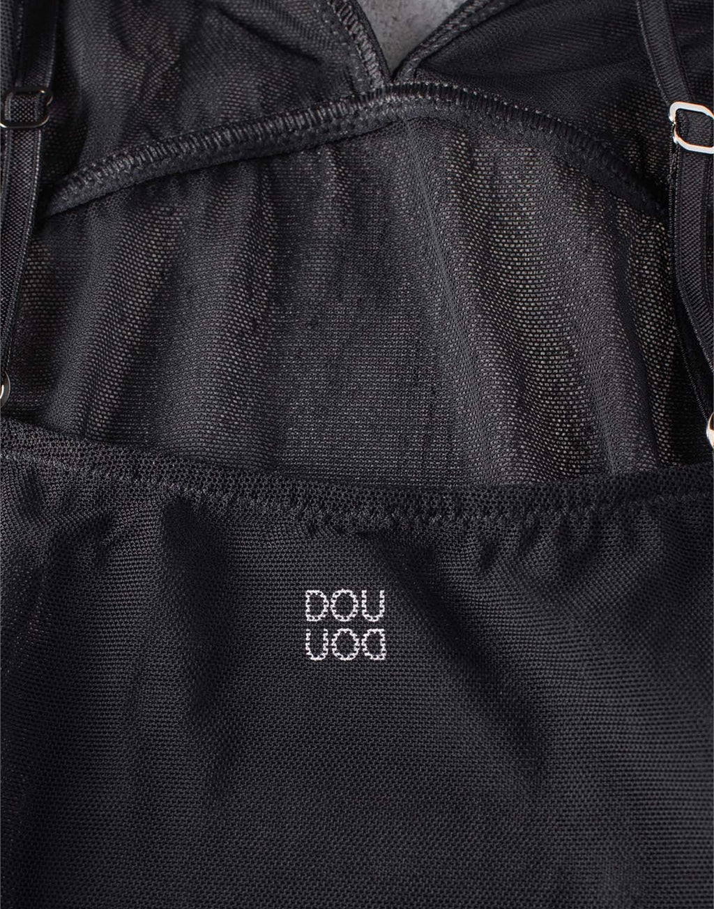 DOUUOD Canotta in Tulle Elasticizzato Nero