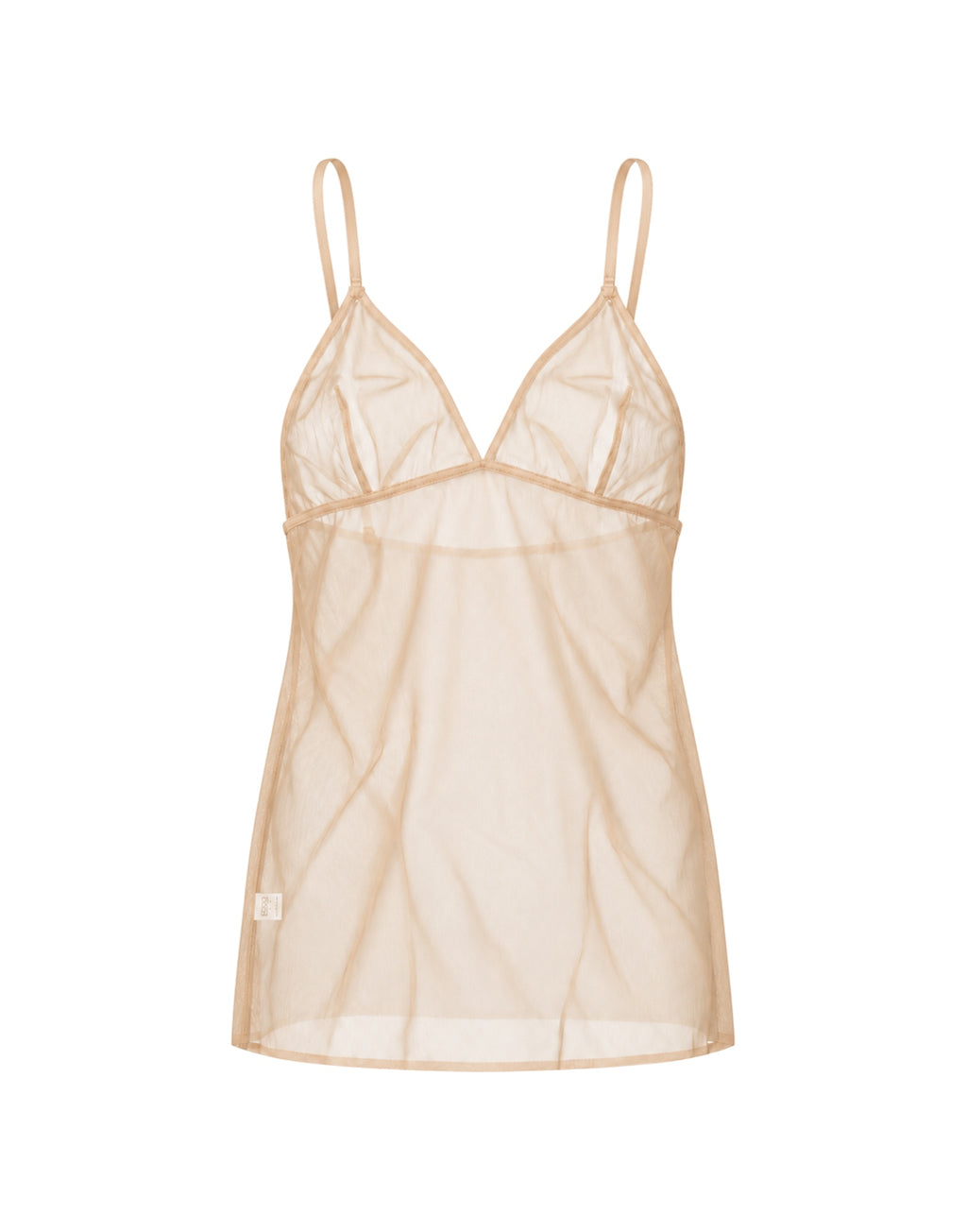 DOUUOD Canotta in Tulle Elasticizzato Nude