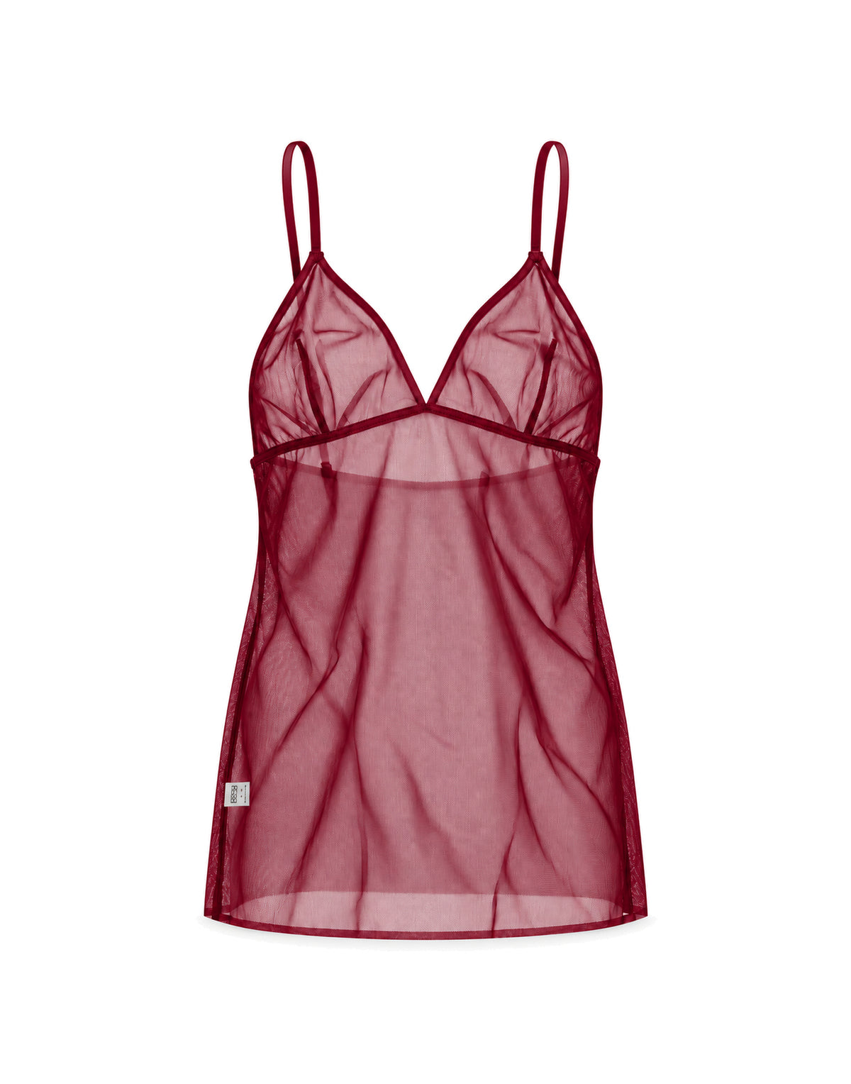 DOUUOD Canotta in Tulle Elasticizzato Bordeaux