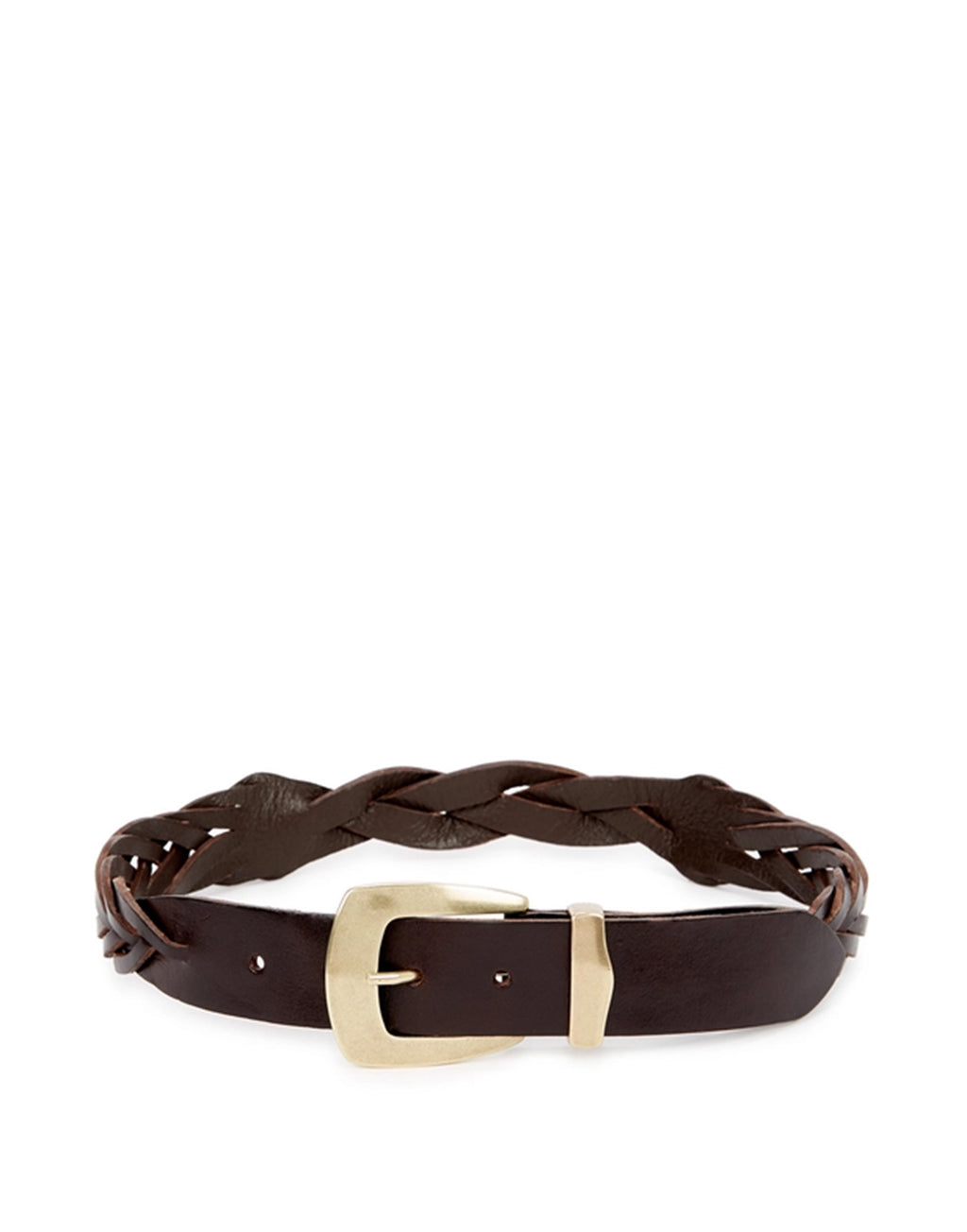 KATE CATE Cintura a Treccia Esagon in Pelle Marrone