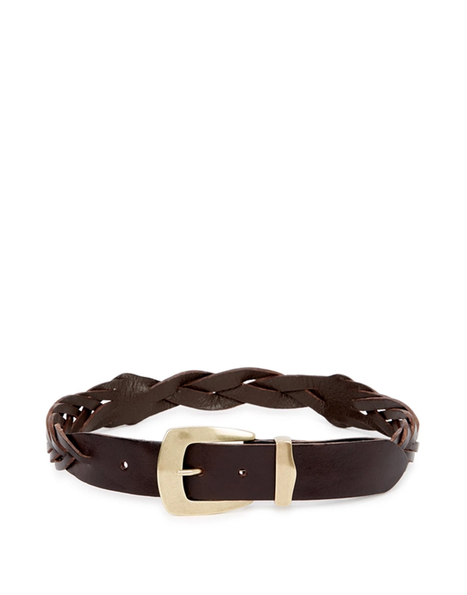 KATE CATE Cintura a Treccia Esagon in Pelle Marrone