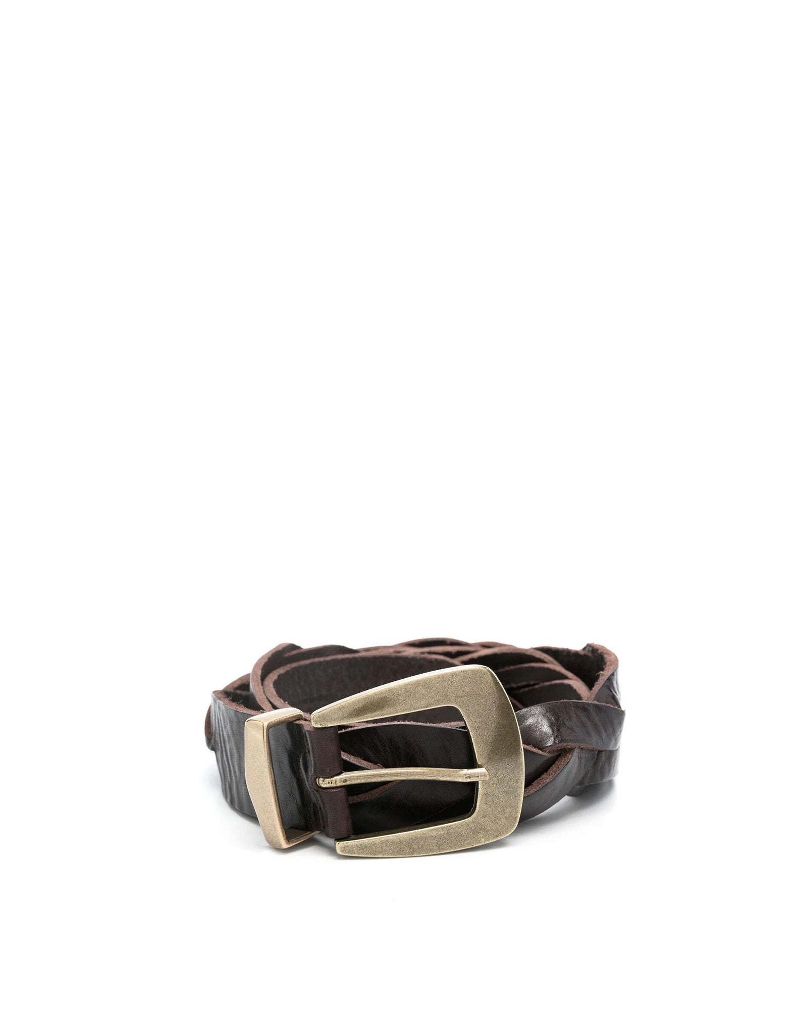 KATE CATE Cintura a Treccia Esagon in Pelle Marrone