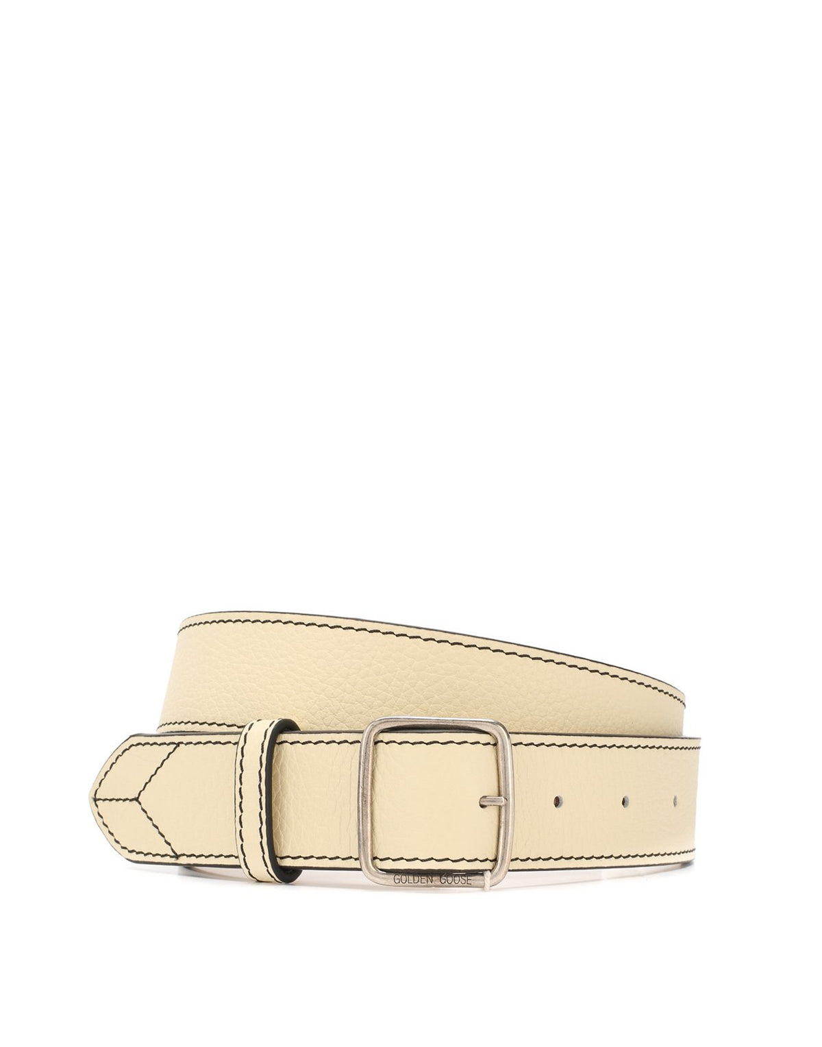 GOLDEN GOOSE Cintura in Pelle Ivory