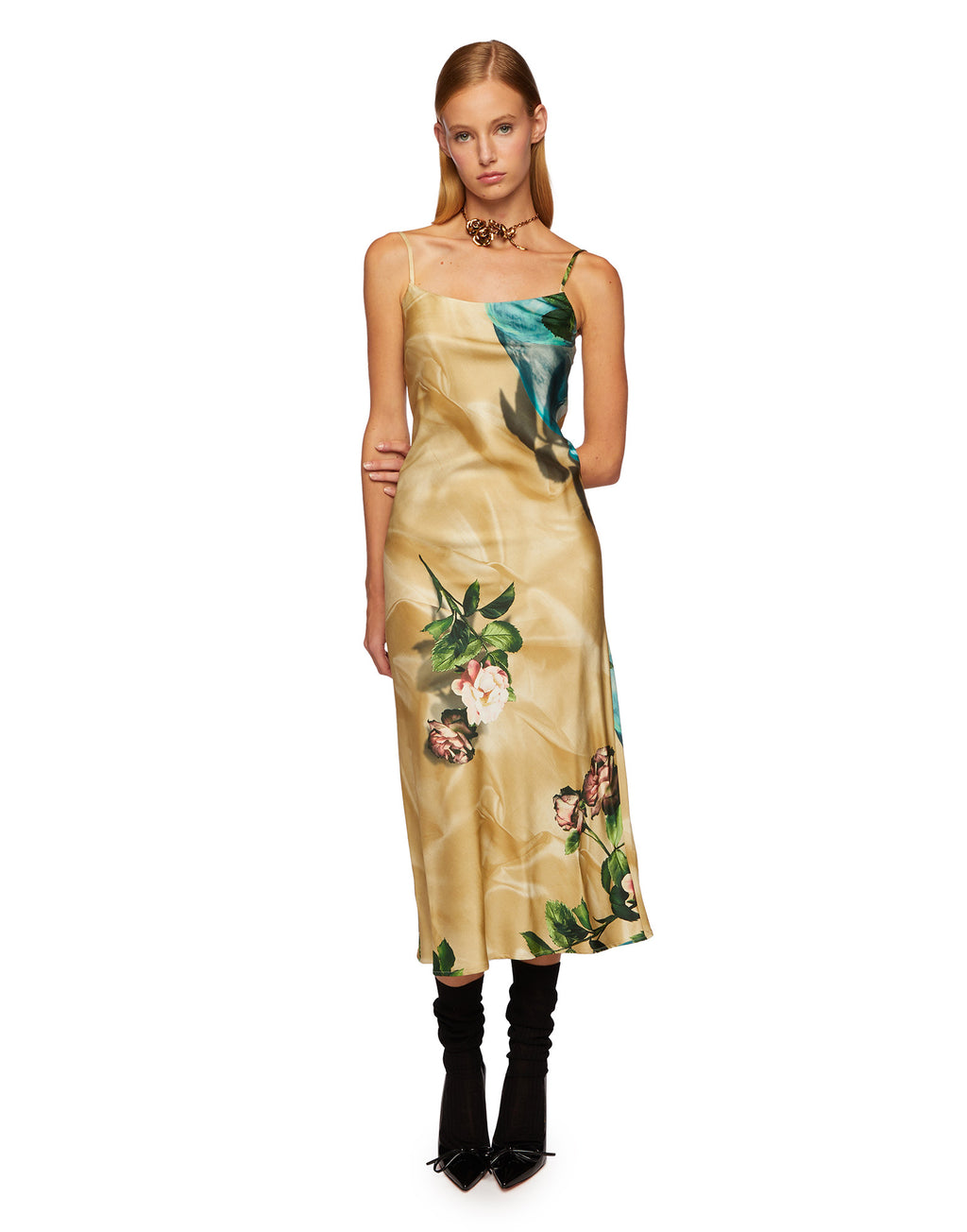 VIVETTA Abito Lungo Floreale in Satin