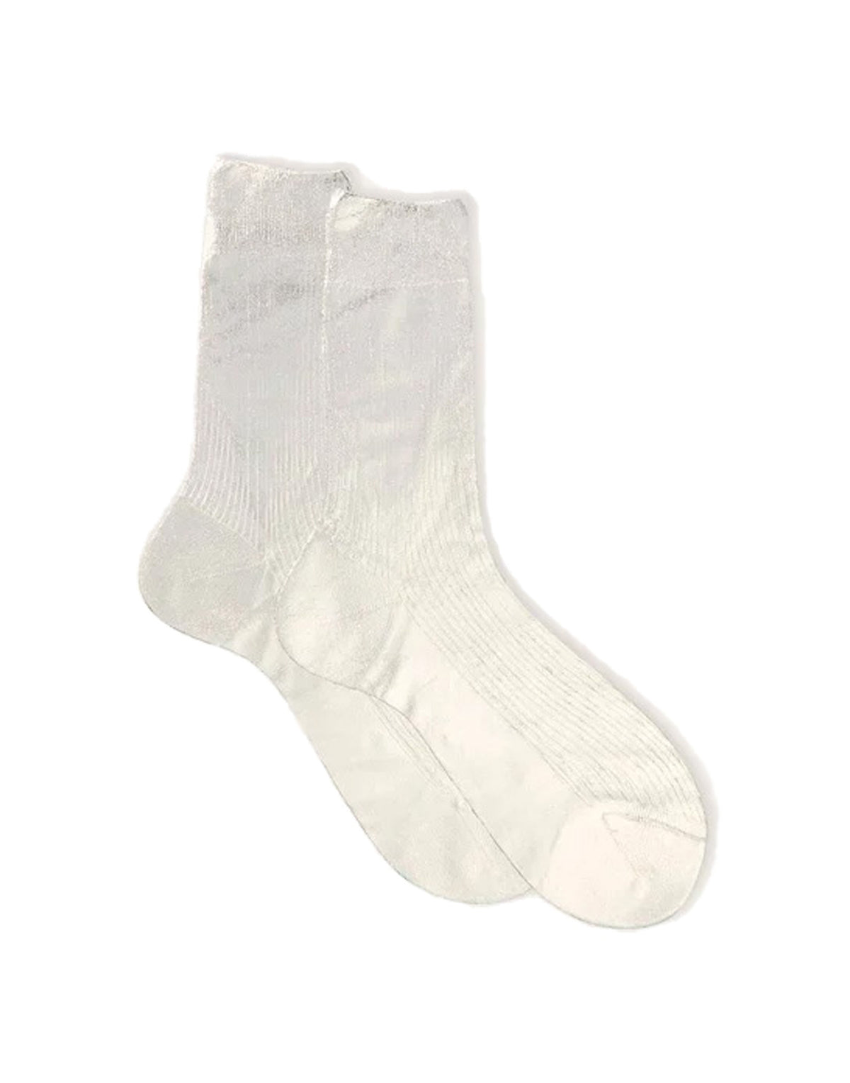 MARIA LA ROSA Calzini One Ribbed Laminated in Seta Silver