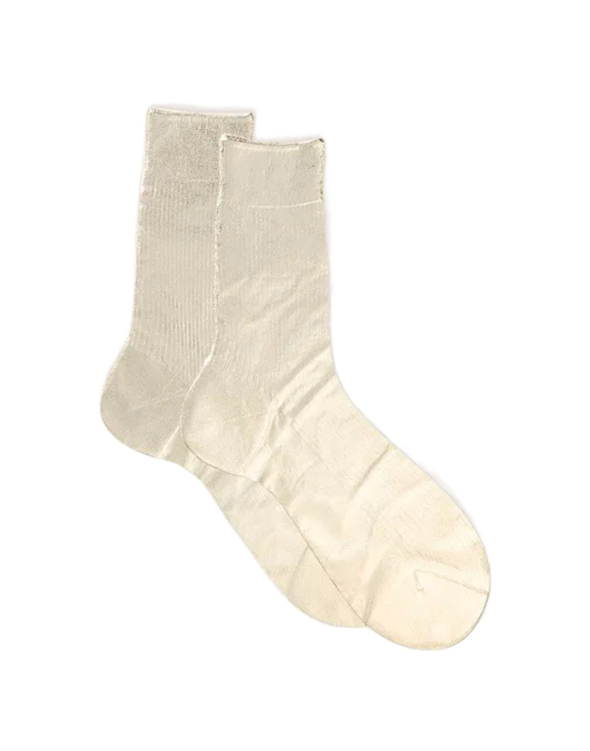 MARIA LA ROSA Calzini One Ribbed Laminated in Seta Platino