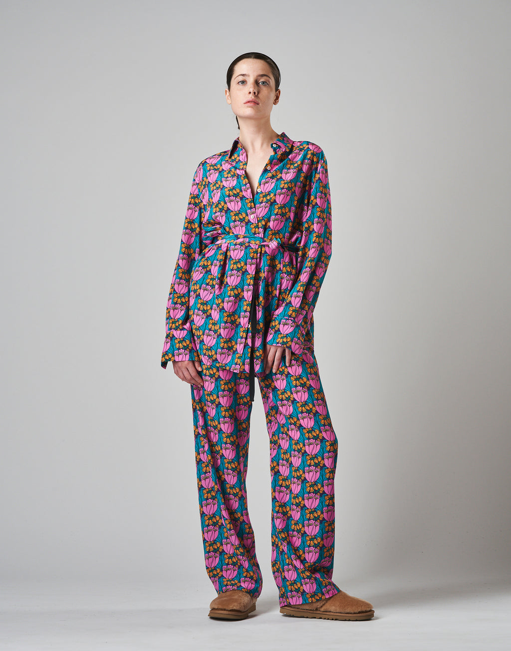 DOUUOD Pantaloni in Seta Liberty a Palazzo
