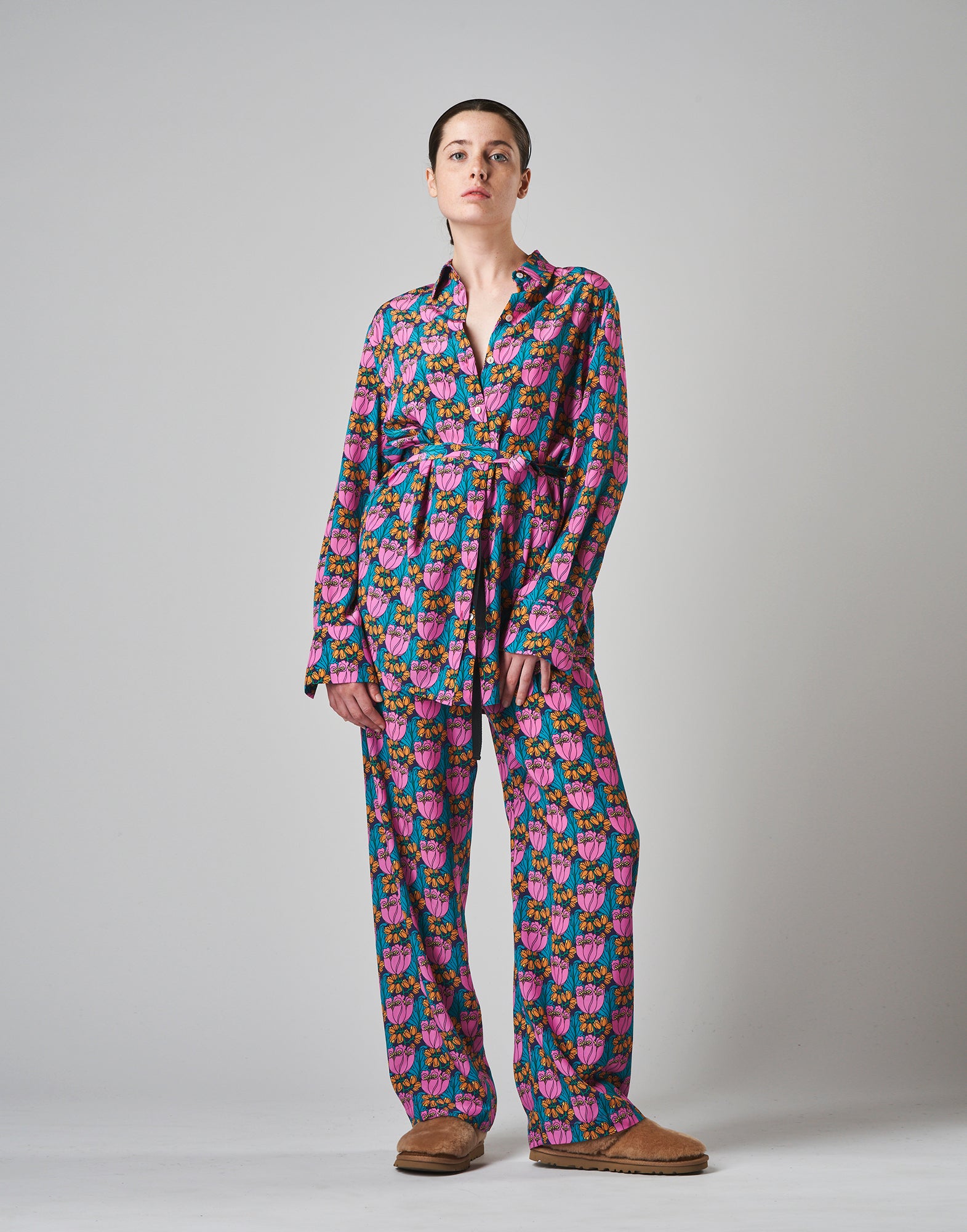 DOUUOD Pantaloni in Seta Liberty a Palazzo