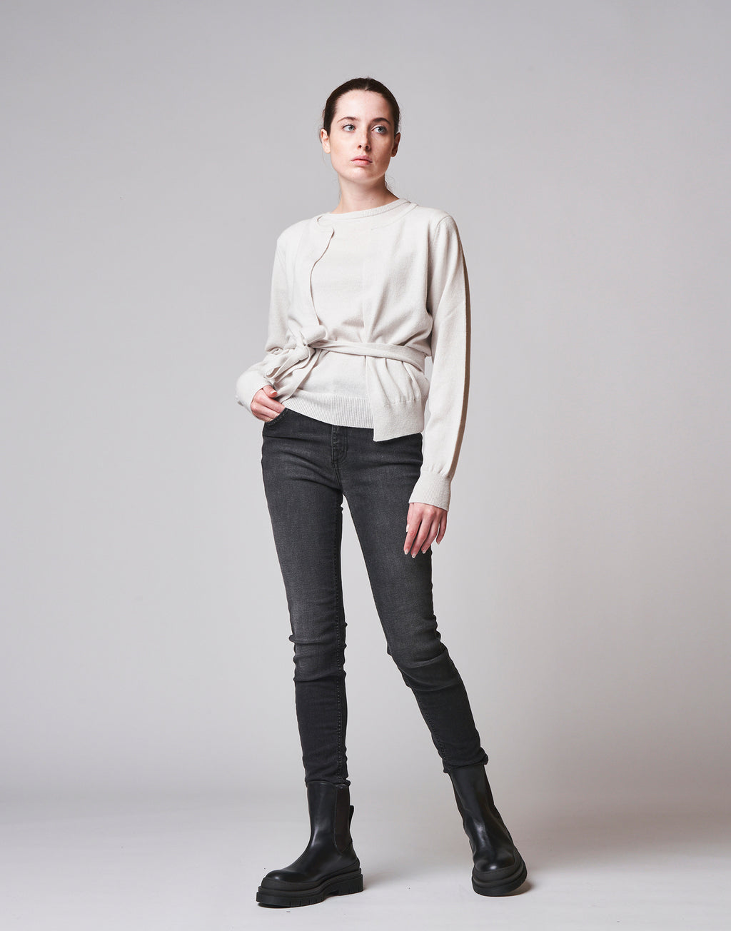 DOUUOD Cardigan in cashemere con cintura
