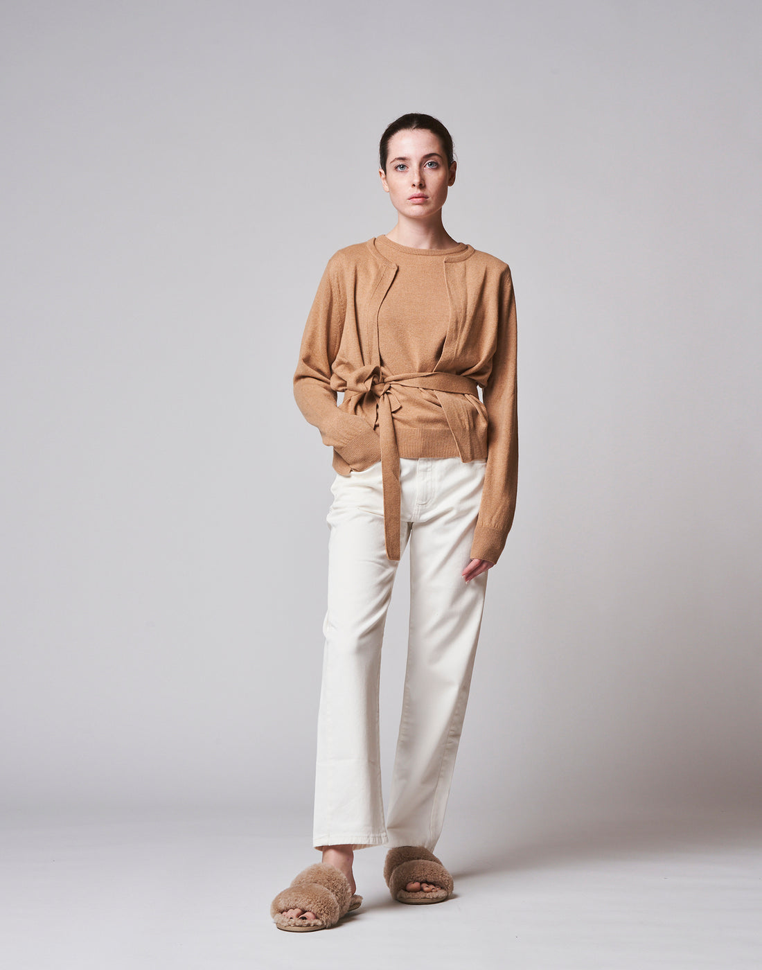 DOUUOD Cardigan in cashemere con cintura