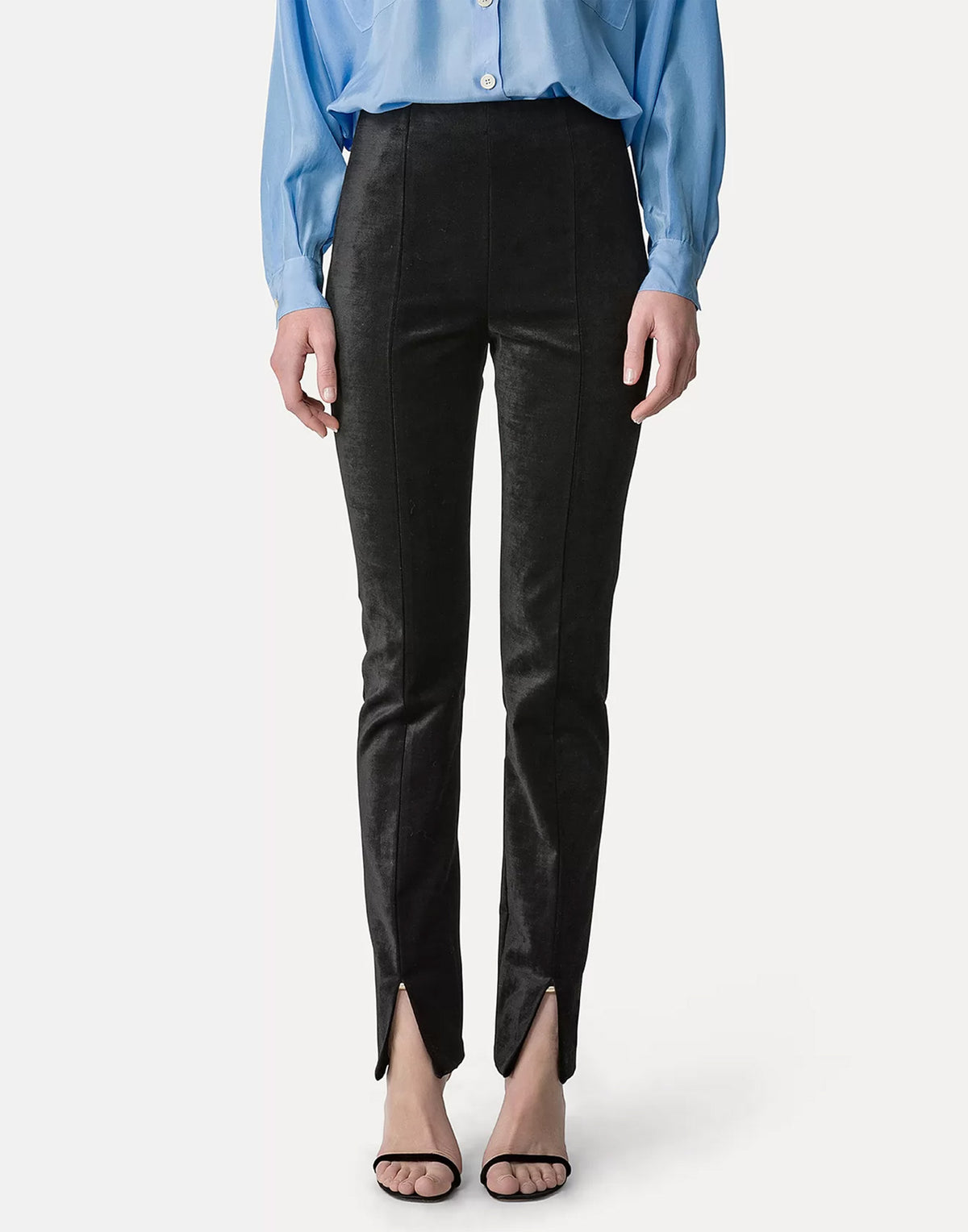 FORTE FORTE Pantalon taille haute en velours de coton et viscose