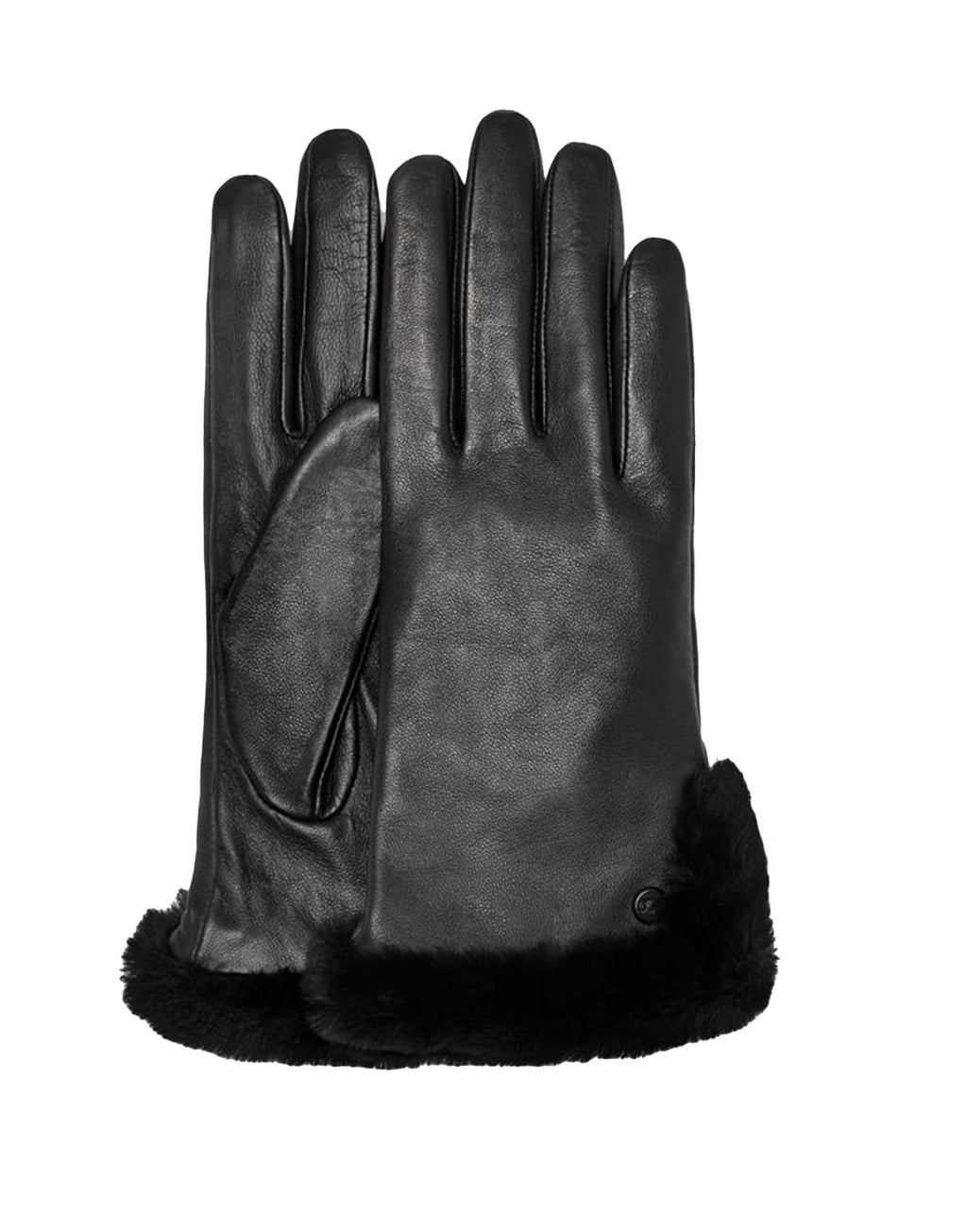 UGG Guanti In Pelle Con Spacco In Montone Black