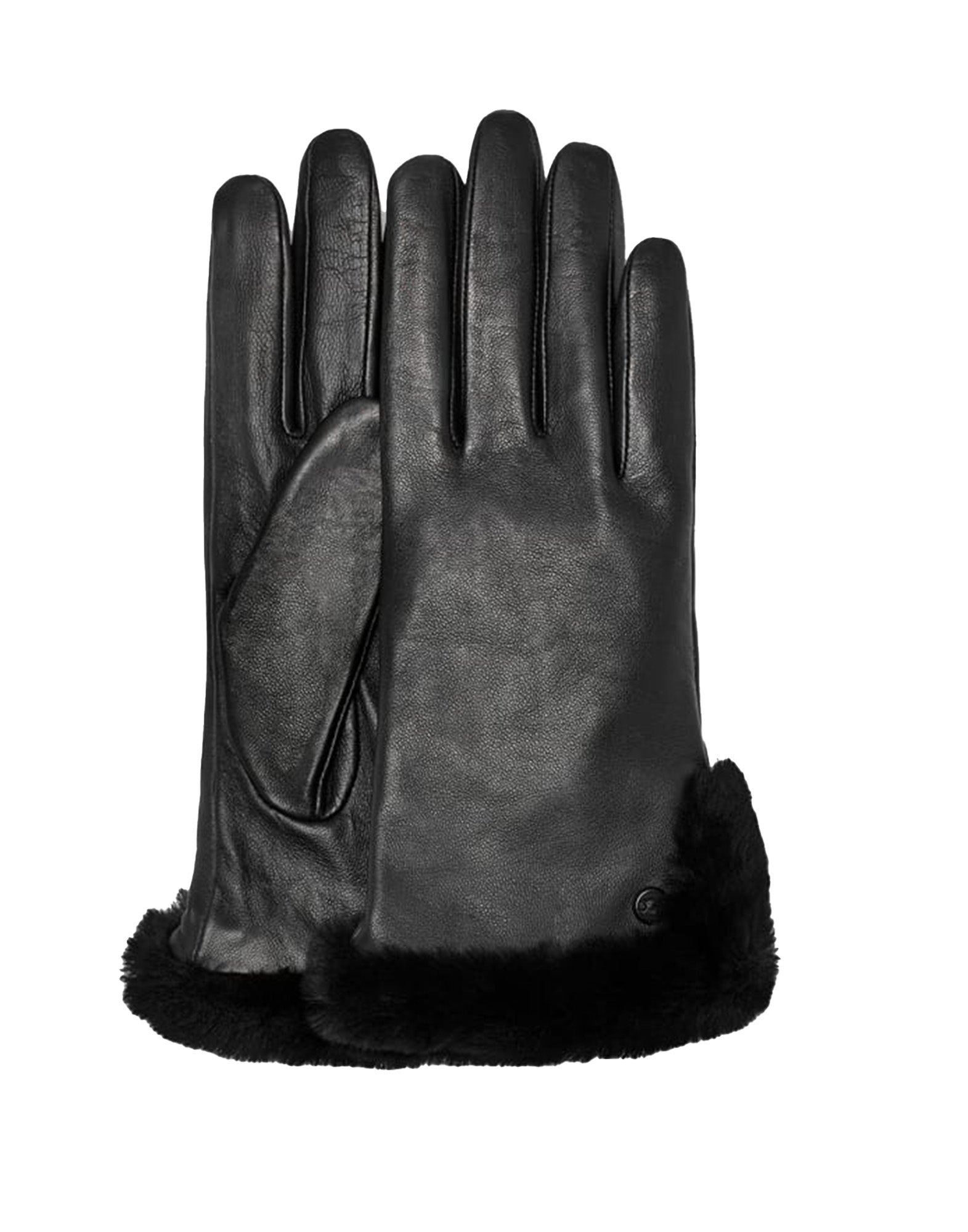UGG Guanti In Pelle Con Spacco In Montone Black