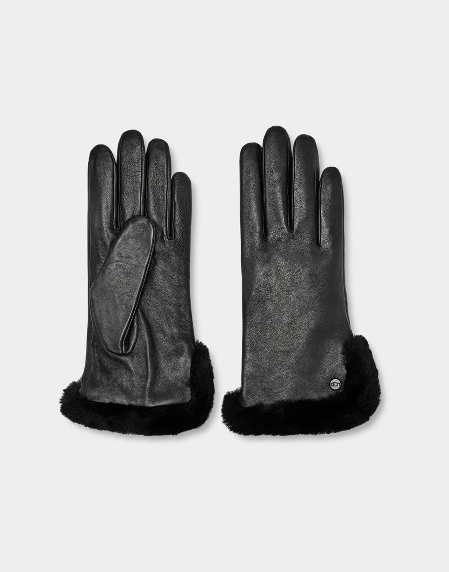 UGG Guanti In Pelle Con Spacco In Montone Black