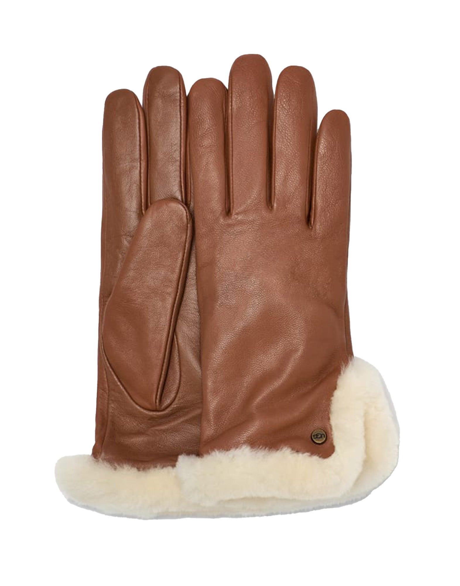 UGG Guanti In Pelle Con Spacco In Montone Chestnut