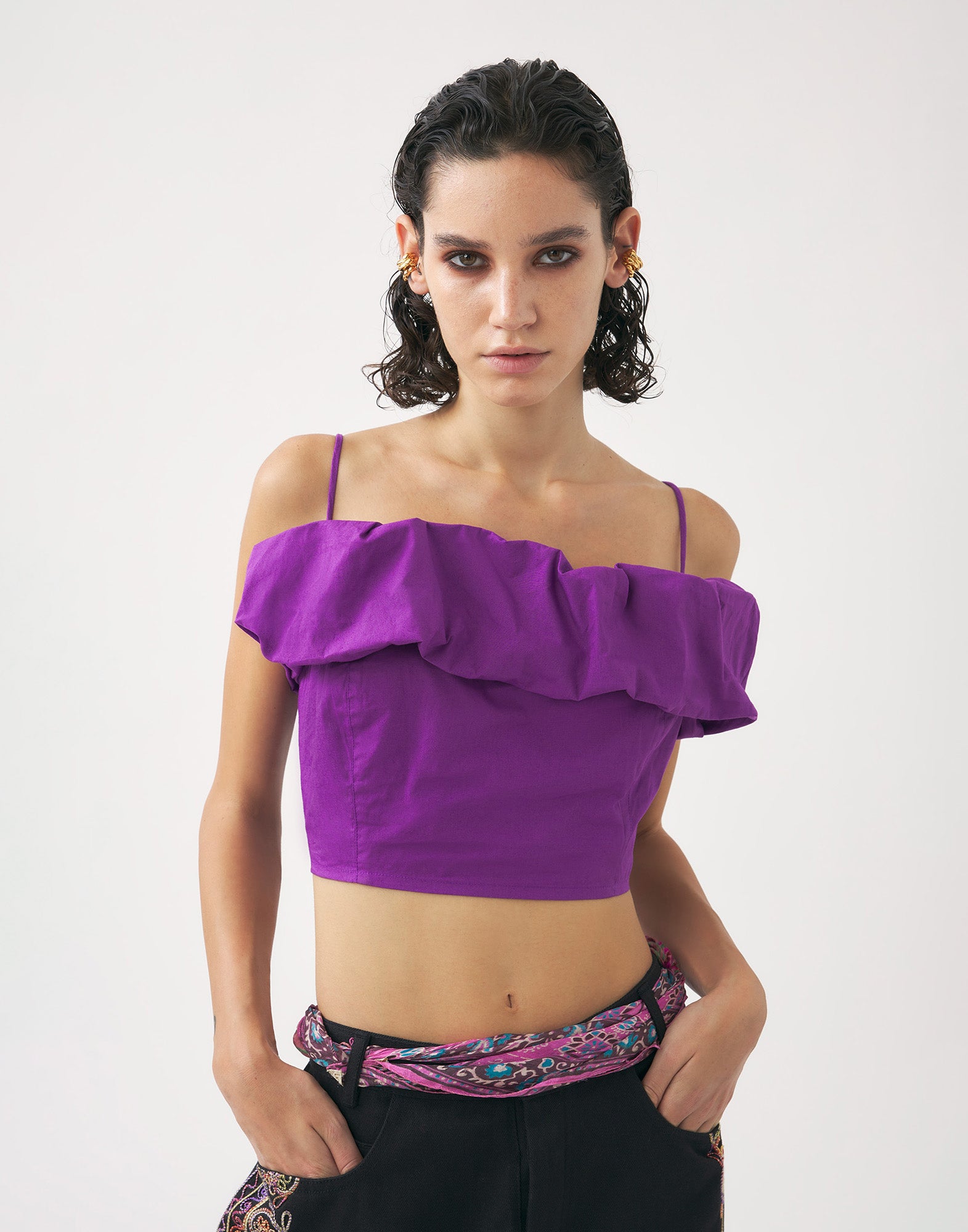 ANTIK BATIK Top Corto Spalle Scoperte Pop Purple Fango Store
