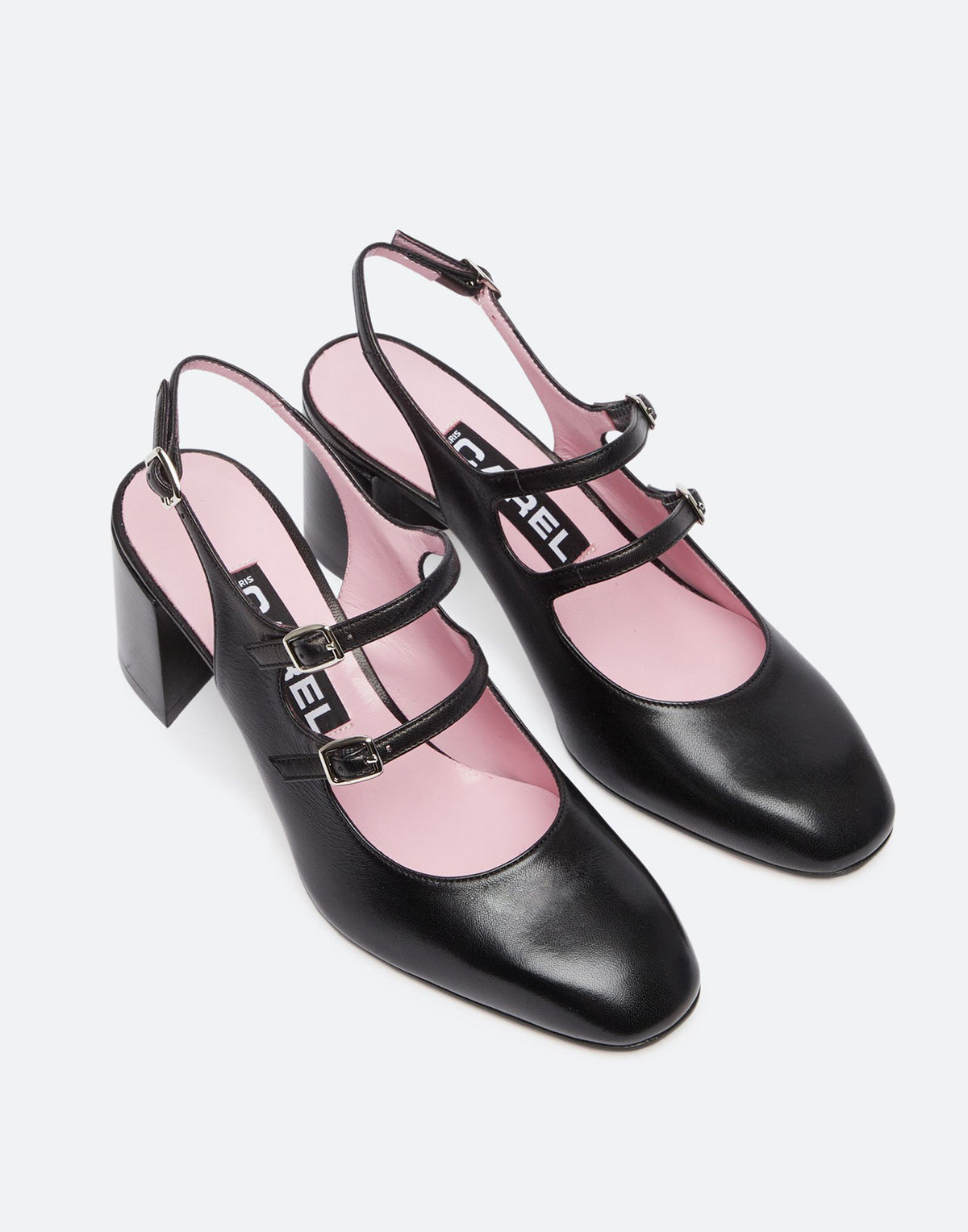 CAREL Slingback Mary Jane Banana in Pelle Nera