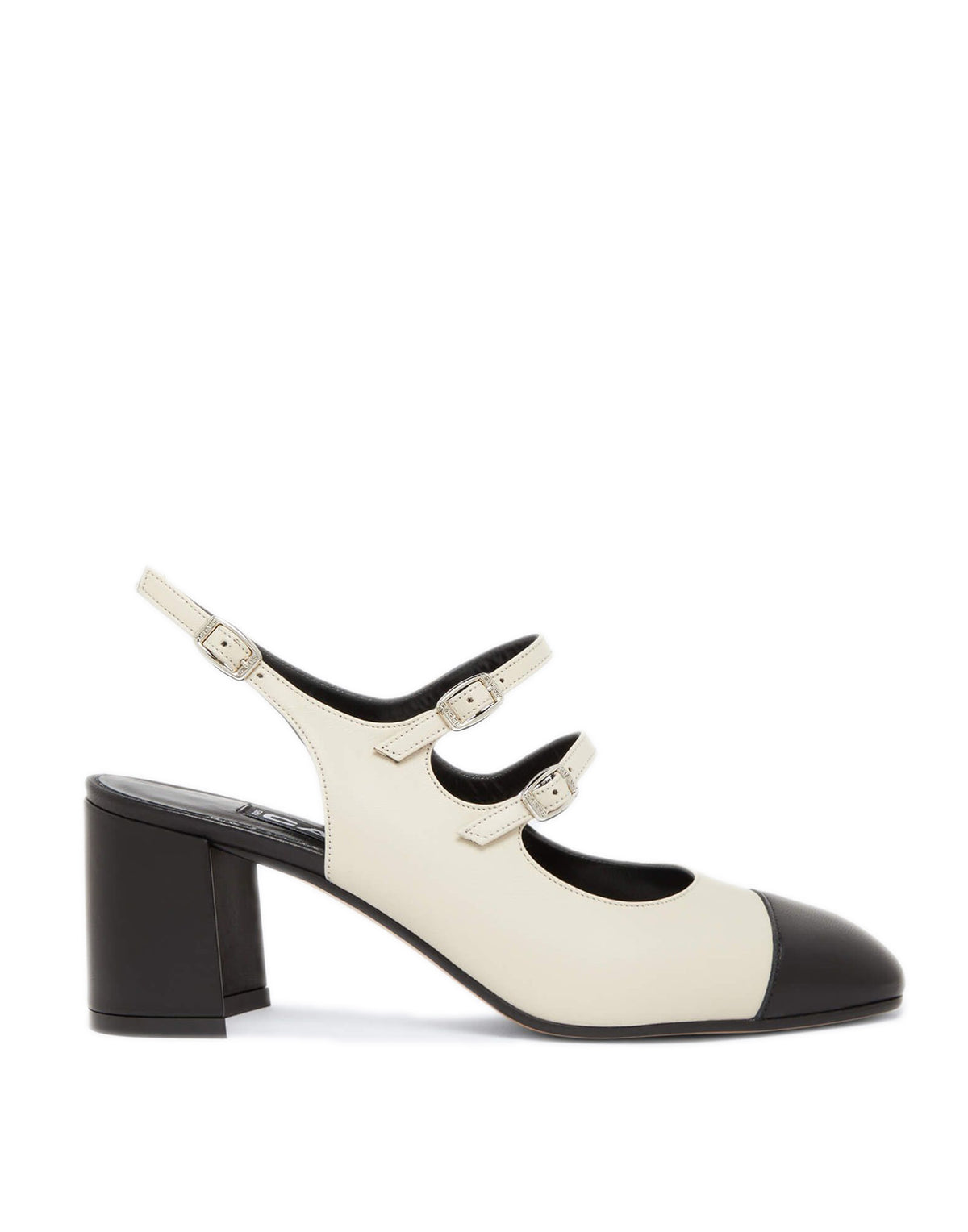 CAREL Mary Jane Slingback Papaya in Pelle Beige e Nera