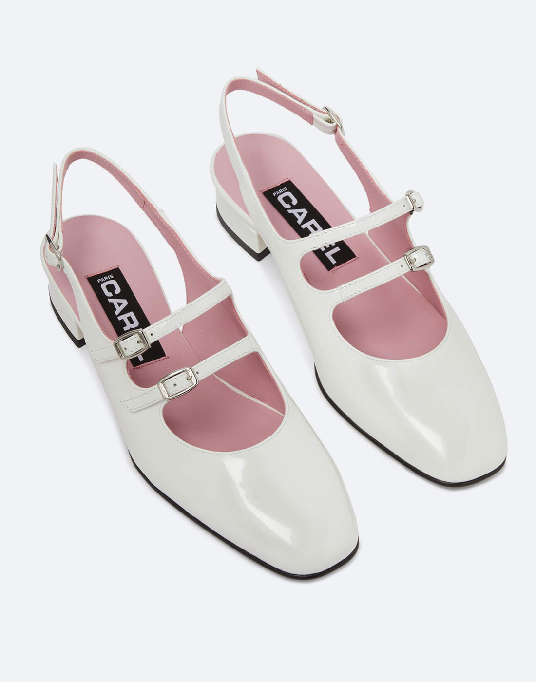 CAREL Mary Jane Slingback Peche in Vernice Bianca