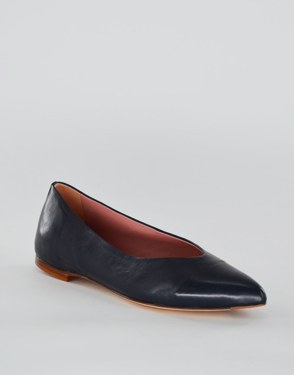 DOUUOD Ballerina in Nappa a Punta Blu
