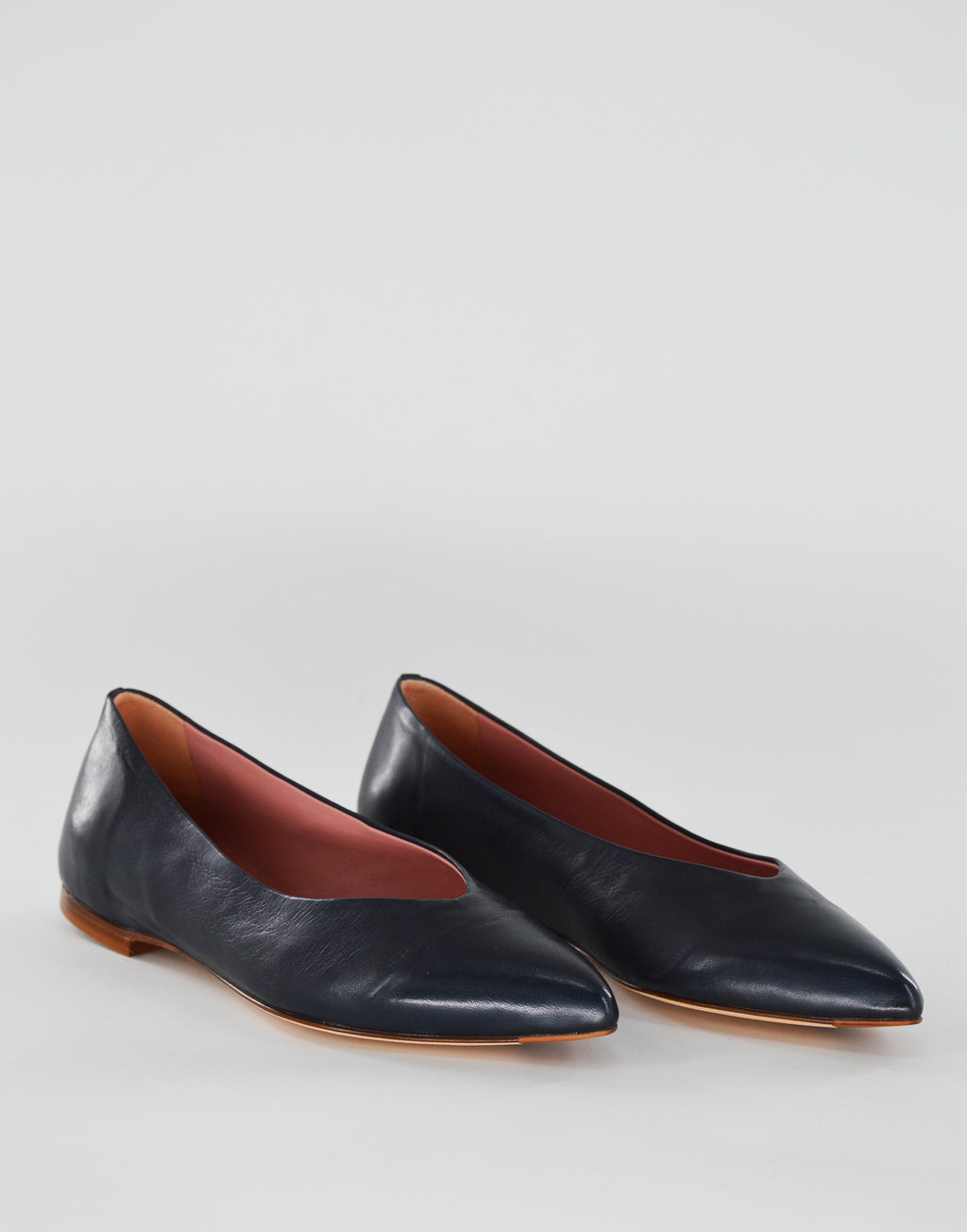 DOUUOD Ballerina in Nappa a Punta Blu