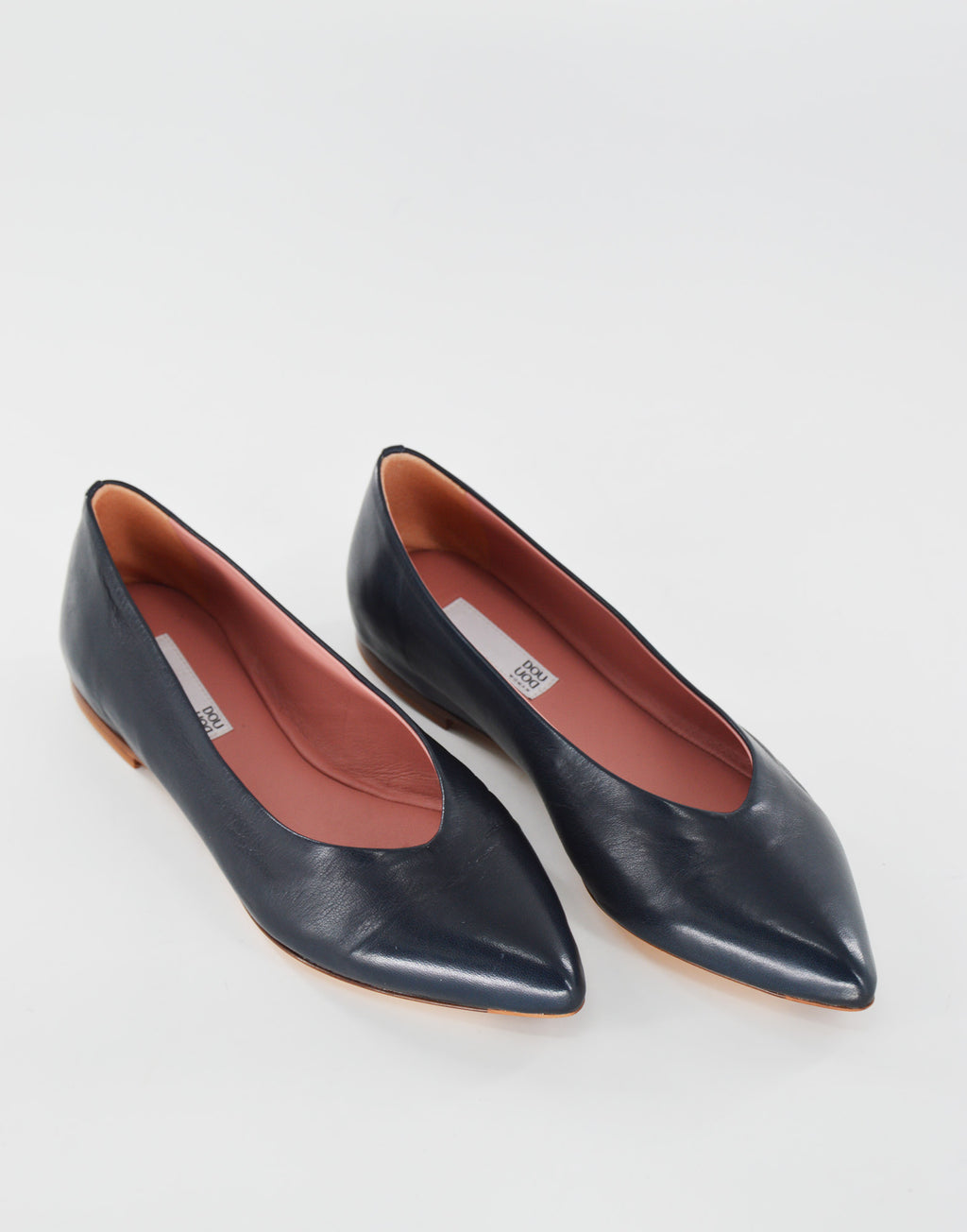 DOUUOD Ballerina in Nappa a Punta Blu