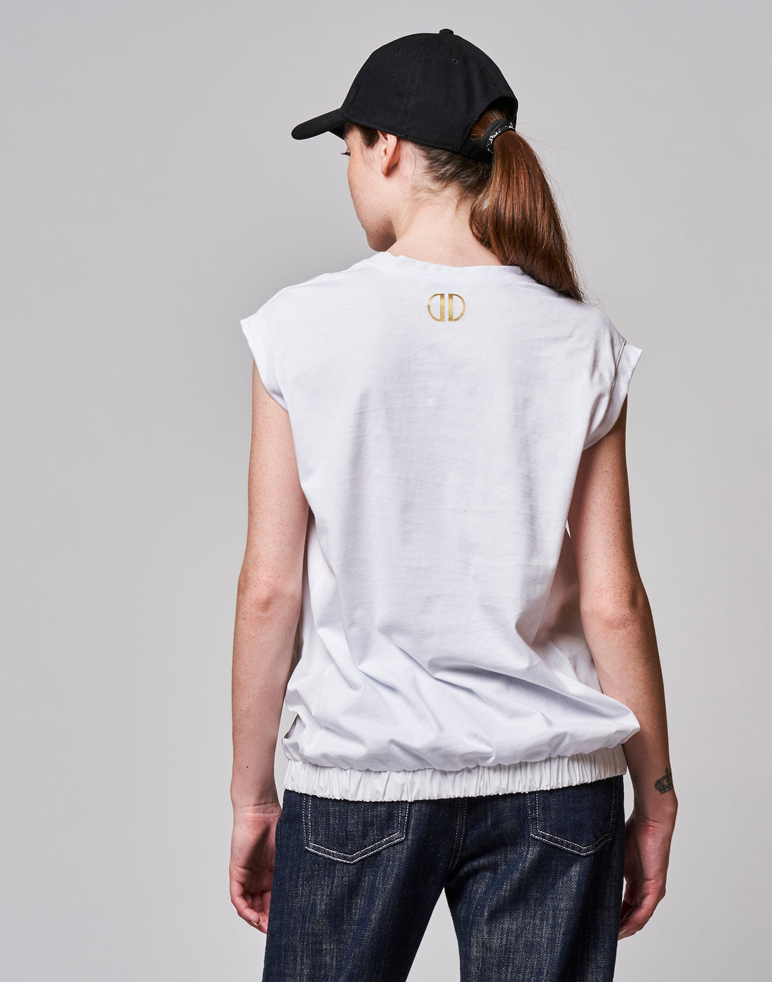 DOUUOD T-shirt Smanicata Bianca