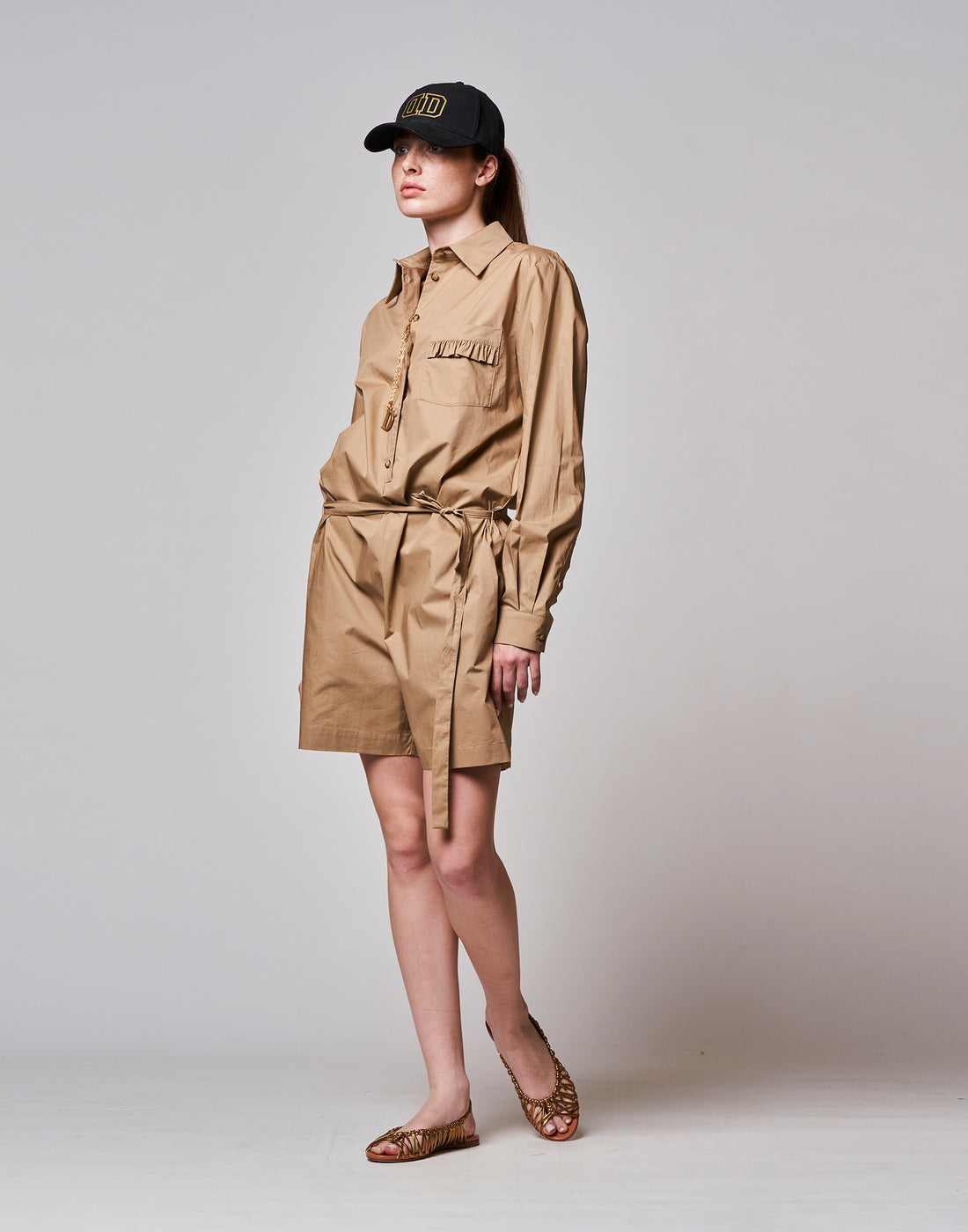 DOUUOD Tuta Intera con Short in Popeline Coloniale