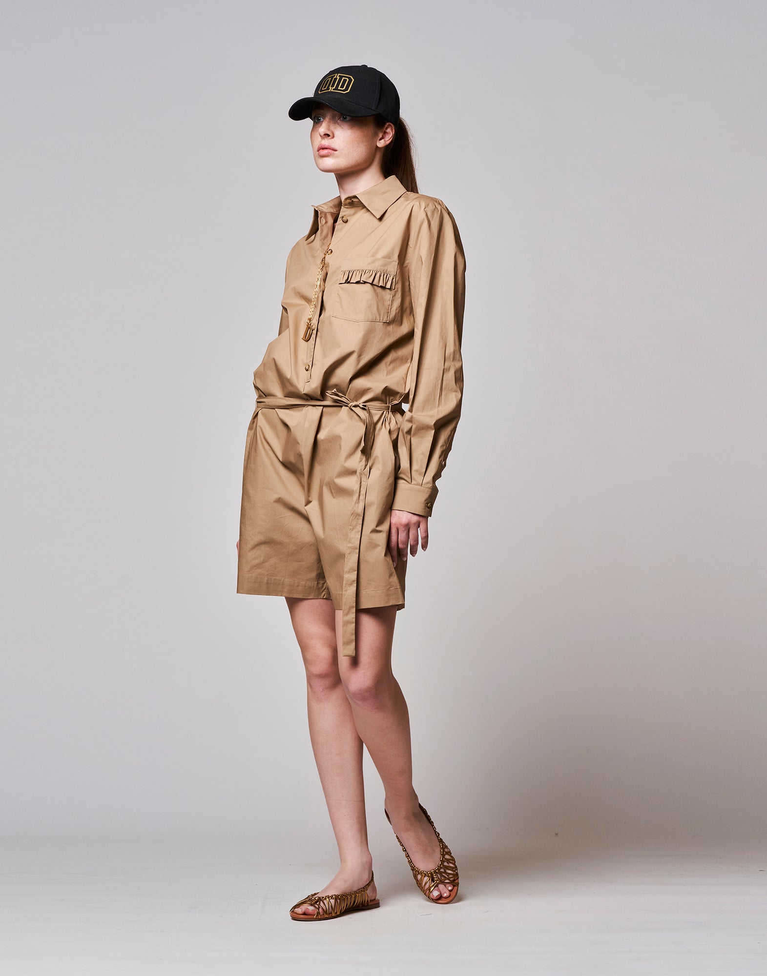 DOUUOD Tuta Intera con Short in Popeline Coloniale
