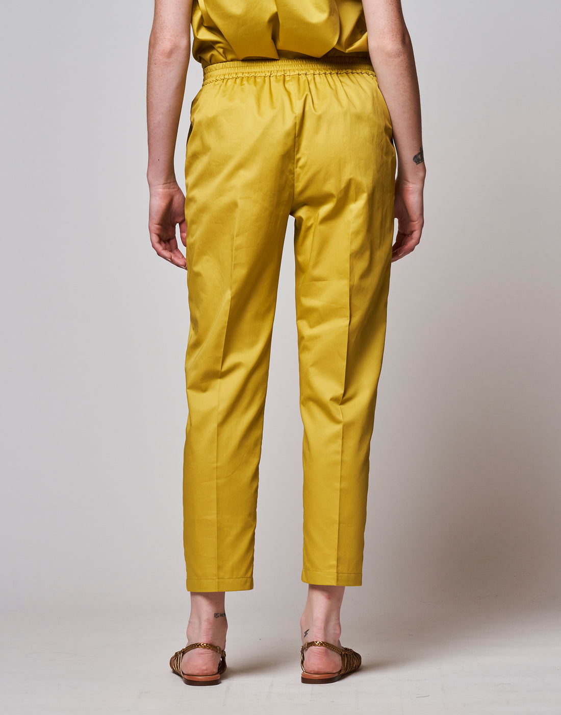 DOUUOD Pantalone Dritto in Popeline Satin