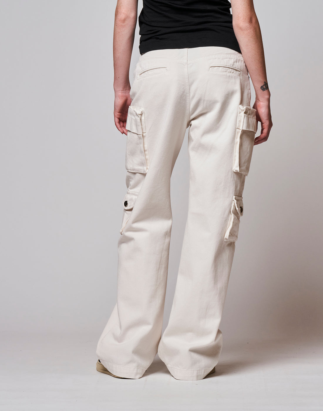 DOUUOD Pantalone Lungo Cargo in Bull Comfort Avorio