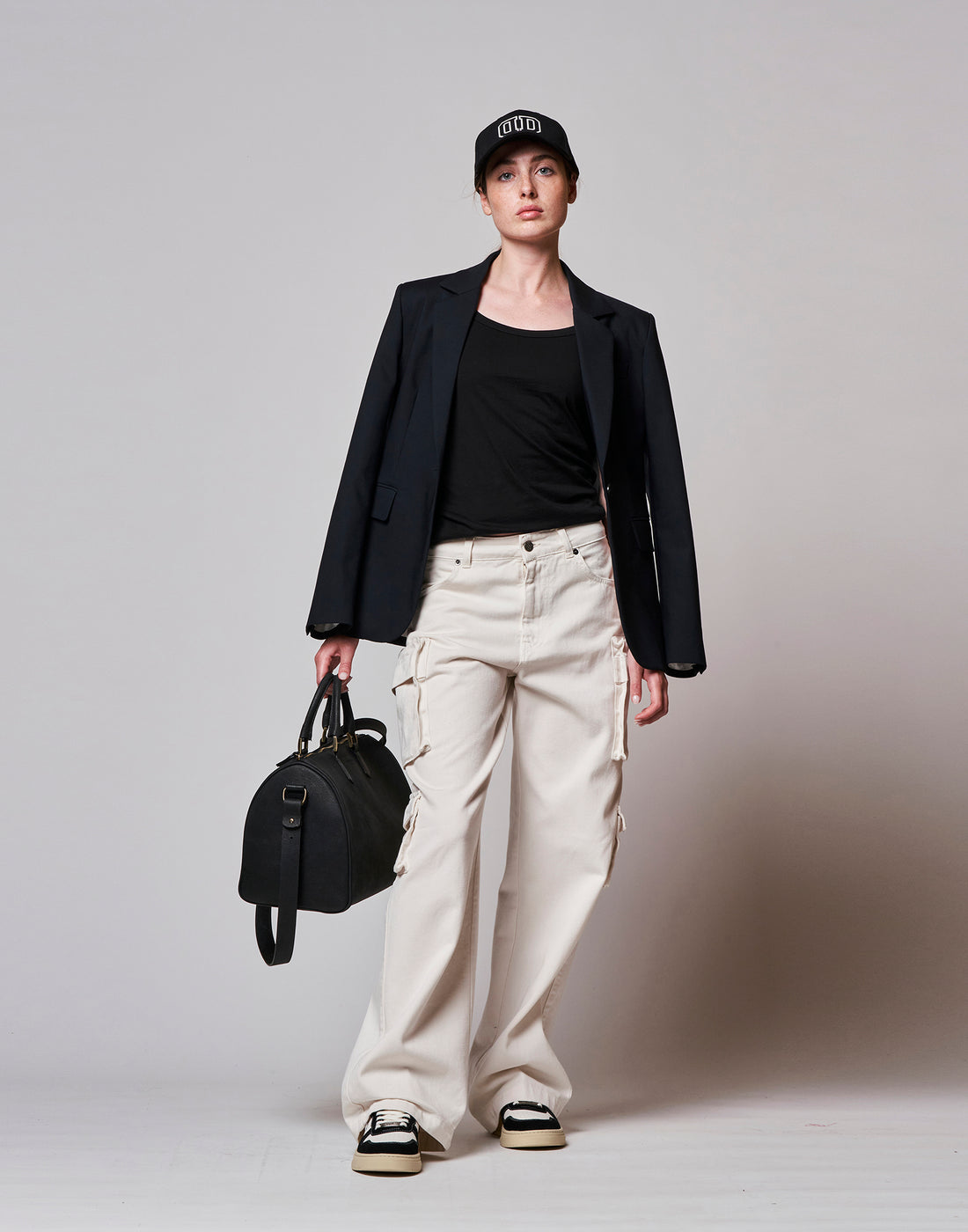 DOUUOD Pantalone Lungo Cargo in Bull Comfort Avorio
