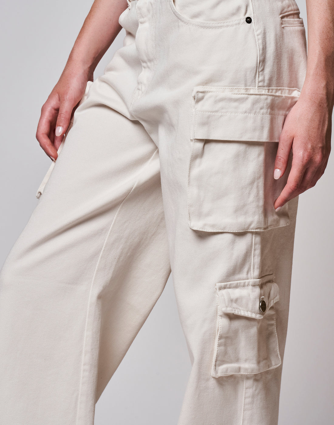 DOUUOD Pantalone Lungo Cargo in Bull Comfort Avorio