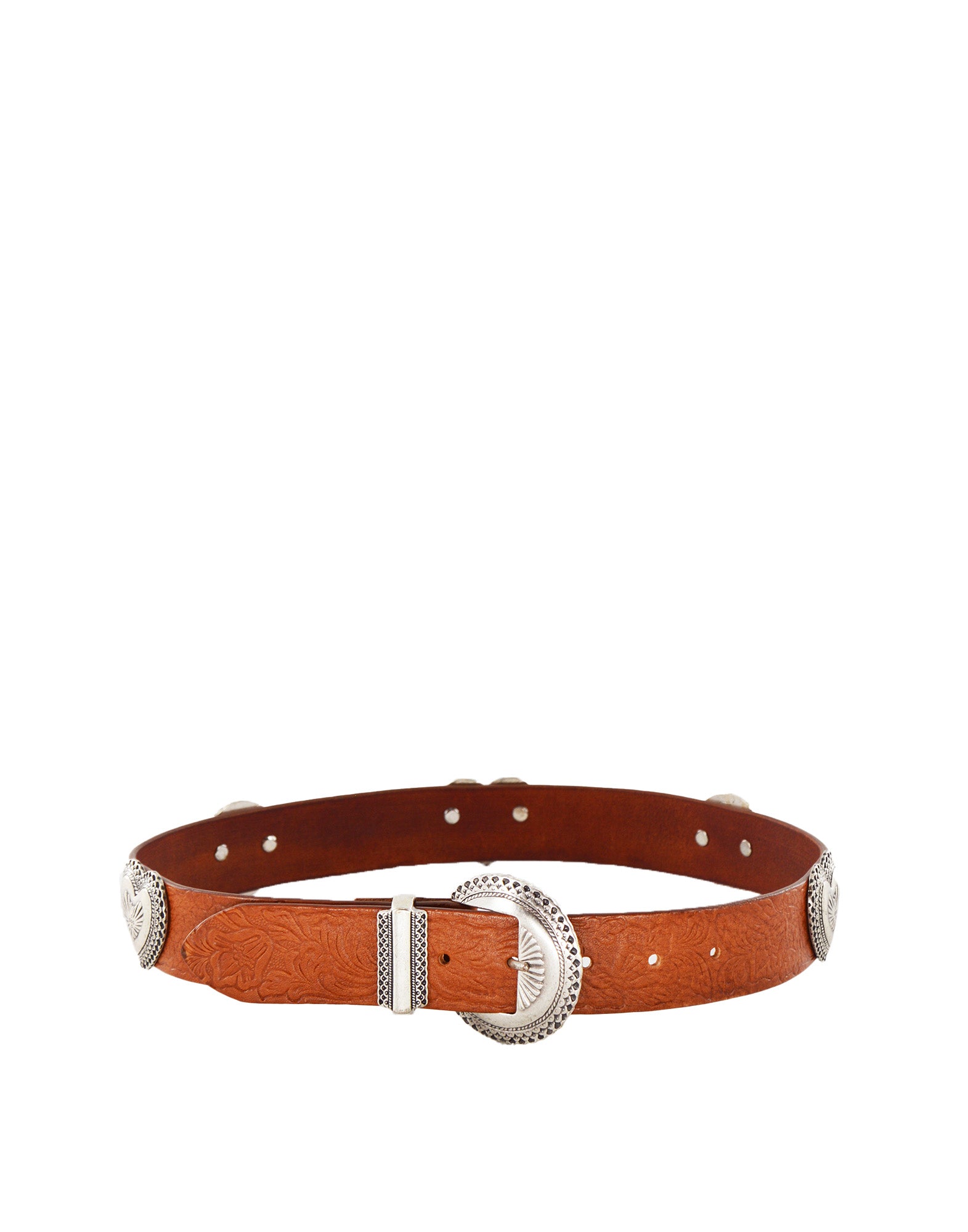DOUUOD Cintura con Borchie Cuori Cuoio