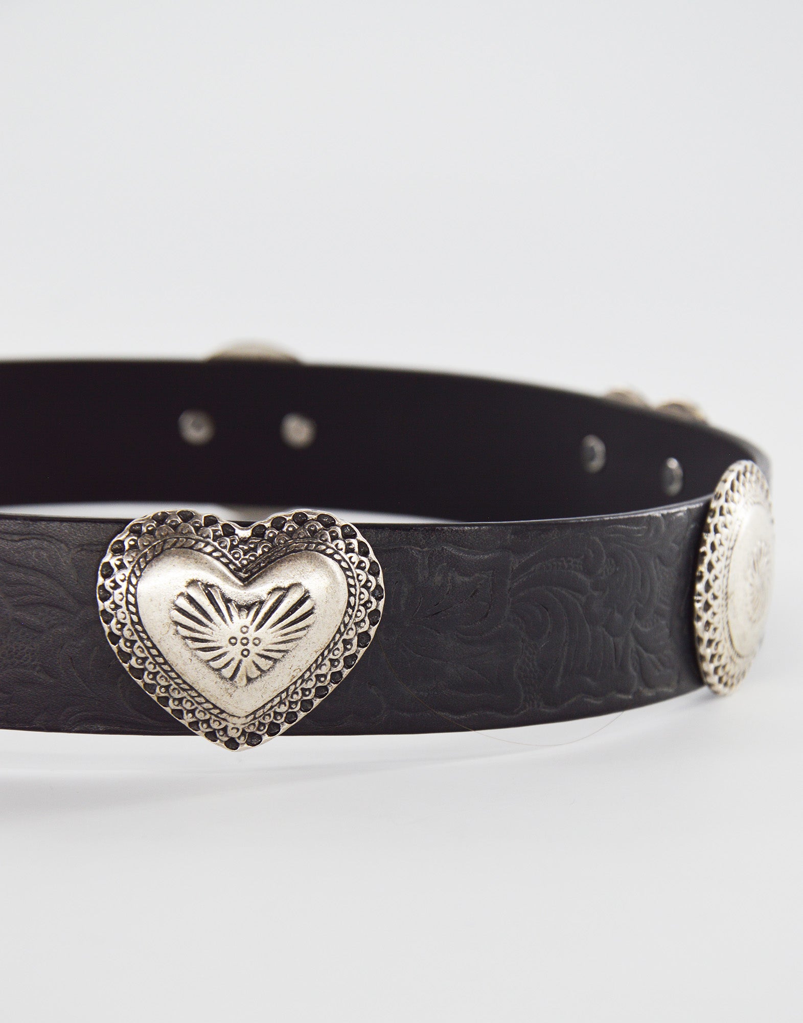 DOUUOD Cintura con Borchie Cuori Nera