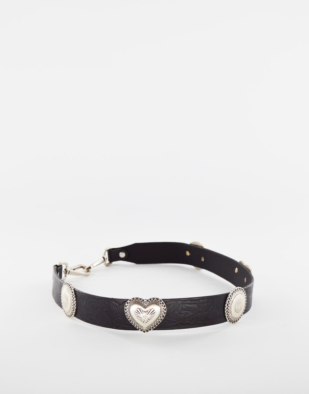 DOUUOD Tracolla in cuoio con borchie a cuore nera