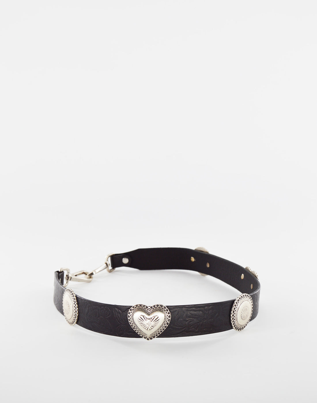 DOUUOD Tracolla in cuoio con borchie a cuore nera