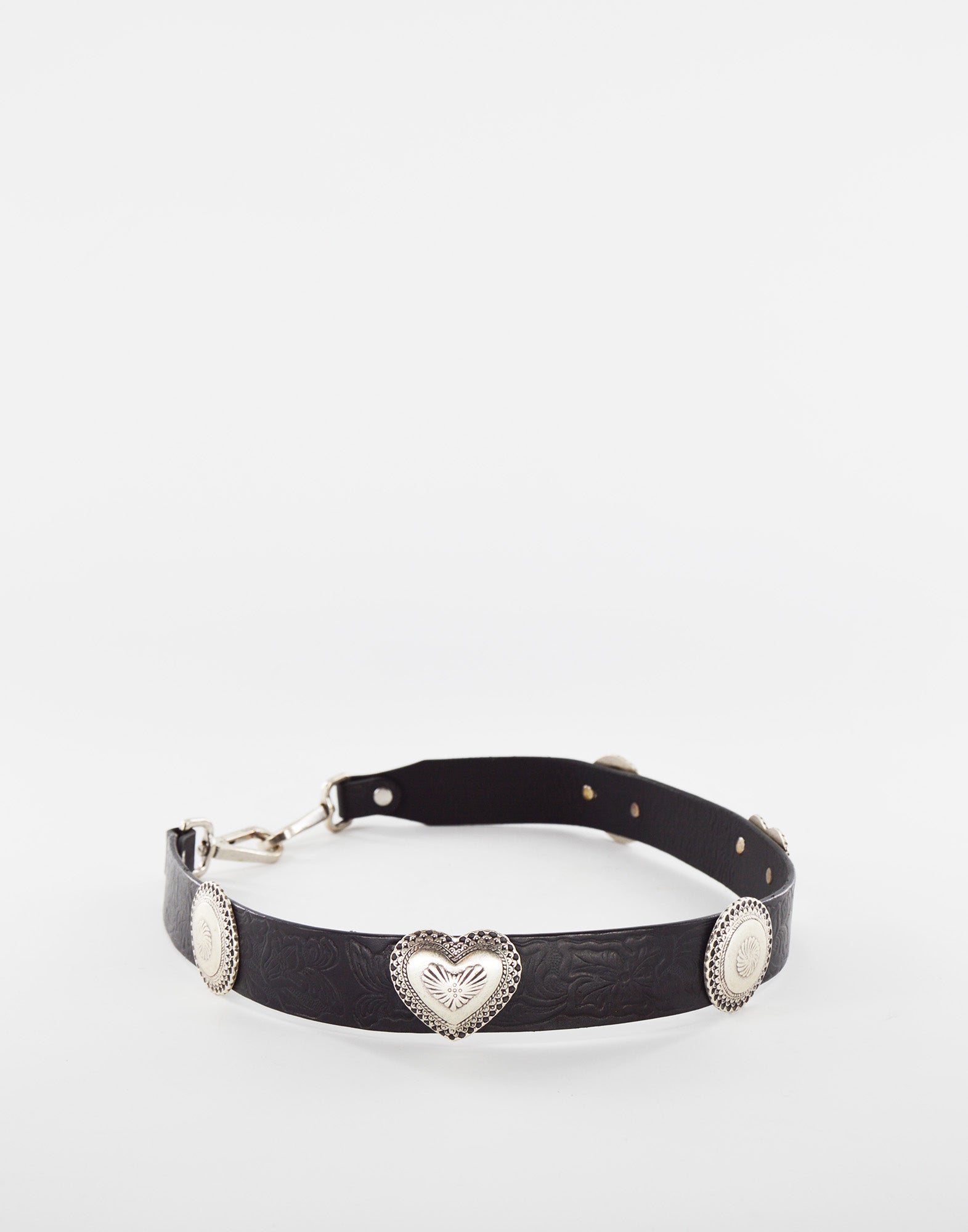 DOUUOD Tracolla in cuoio con borchie a cuore nera