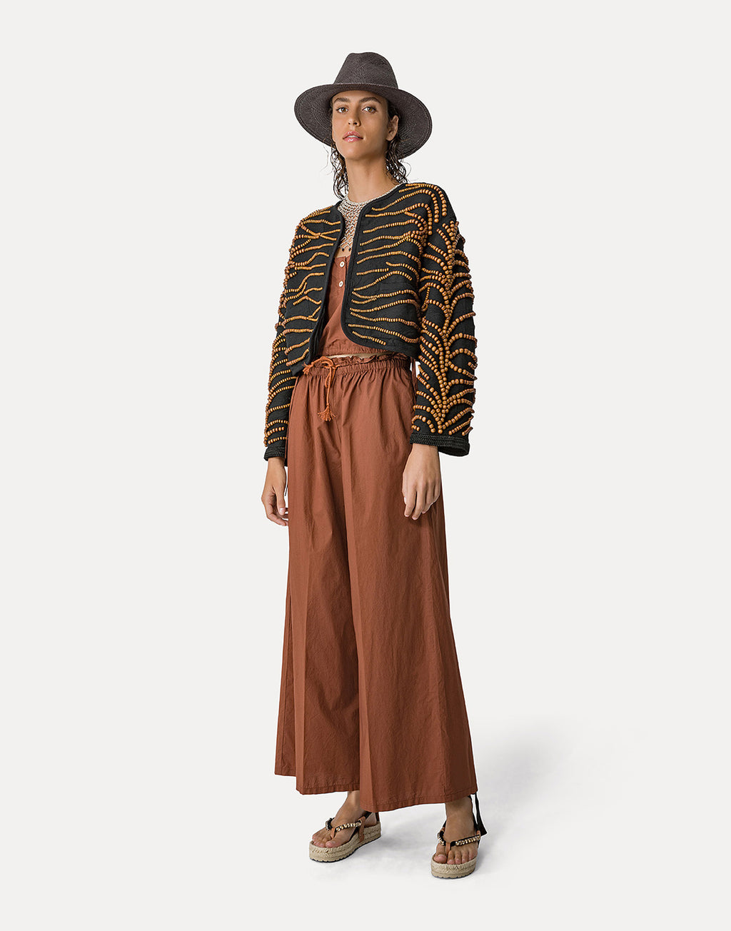 FORTE FORTE Pantalone con Elastico in Popeline di Cotone