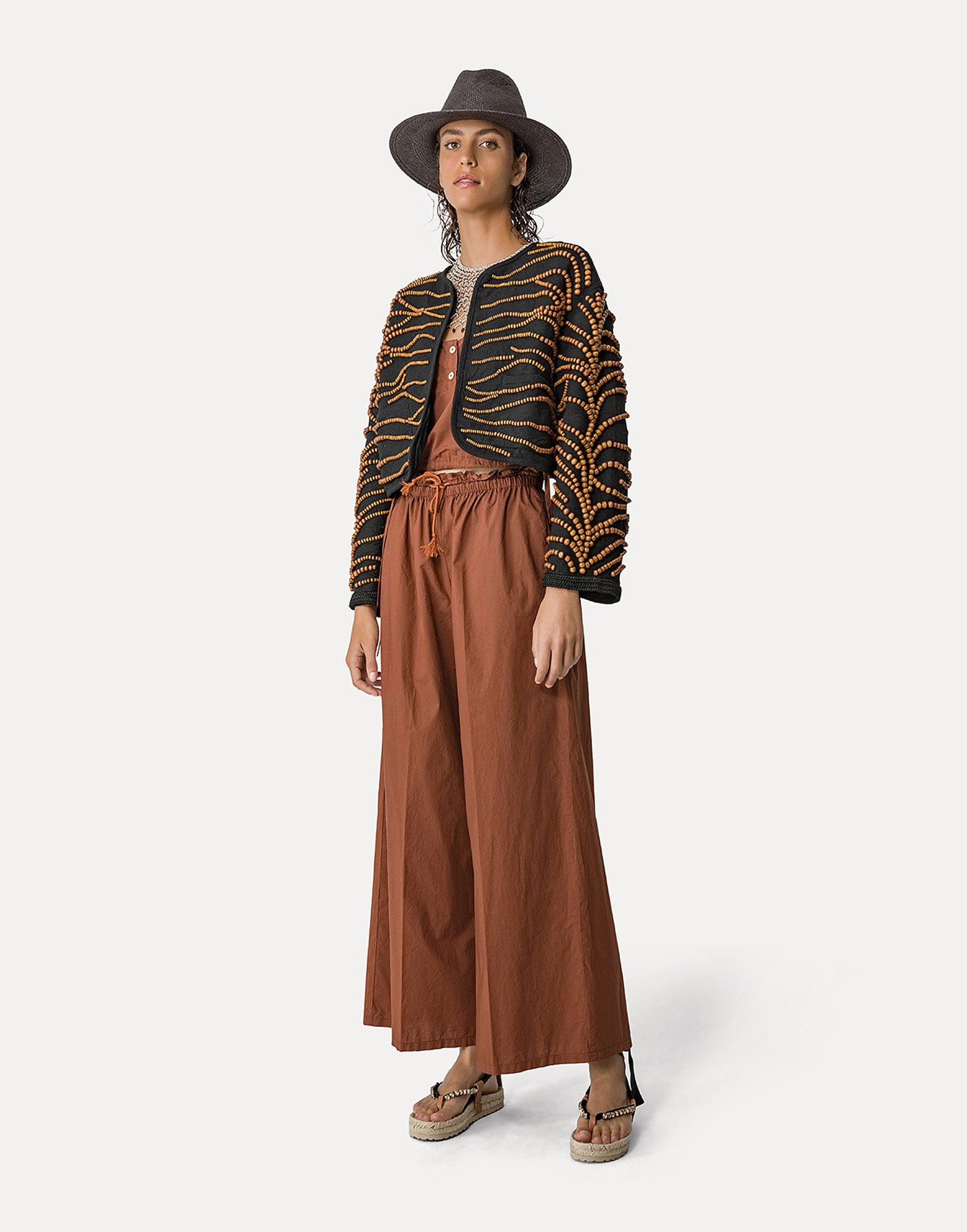 FORTE FORTE Pantalone con Elastico in Popeline di Cotone