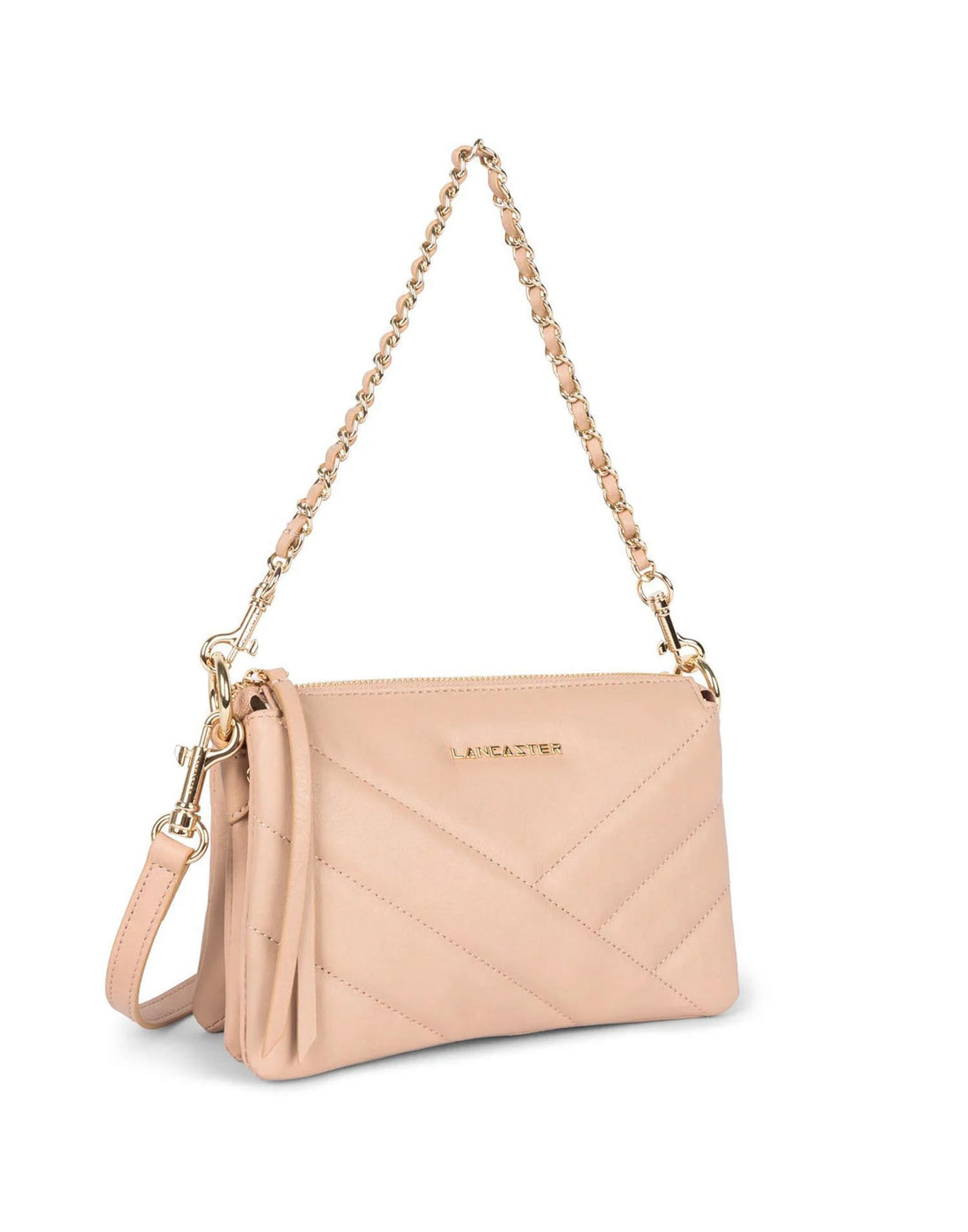 LANCASTER Piccola Pochette Soft Matelassé Nude Rosè