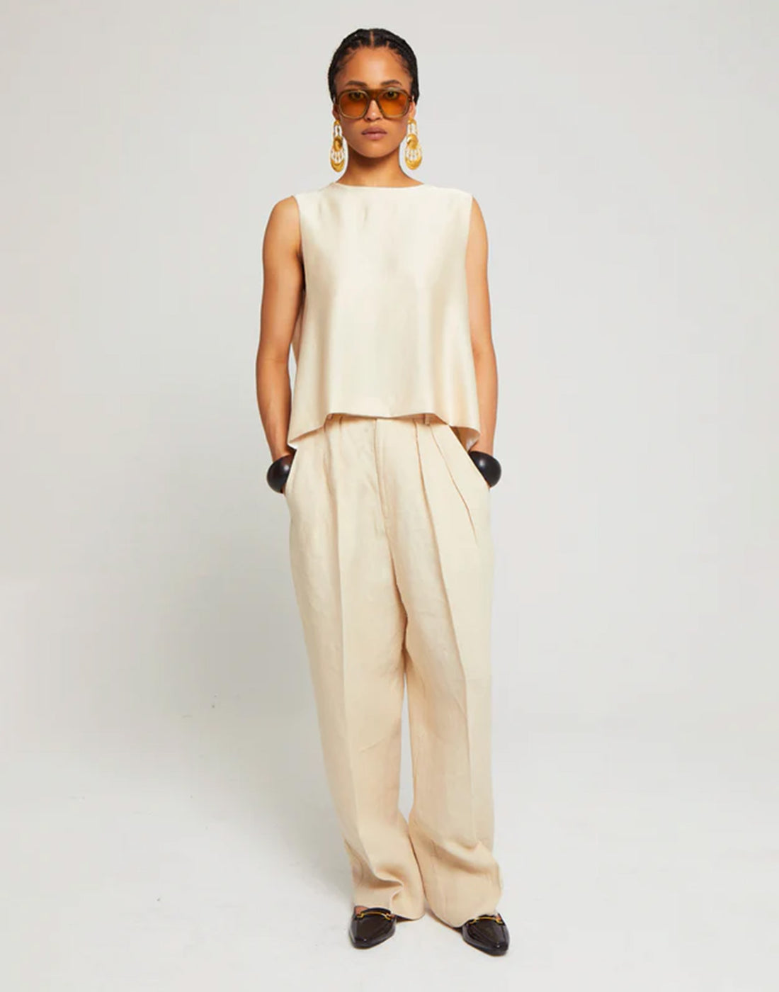 LAURENCE BRAS Pantalone in Lino Mouss