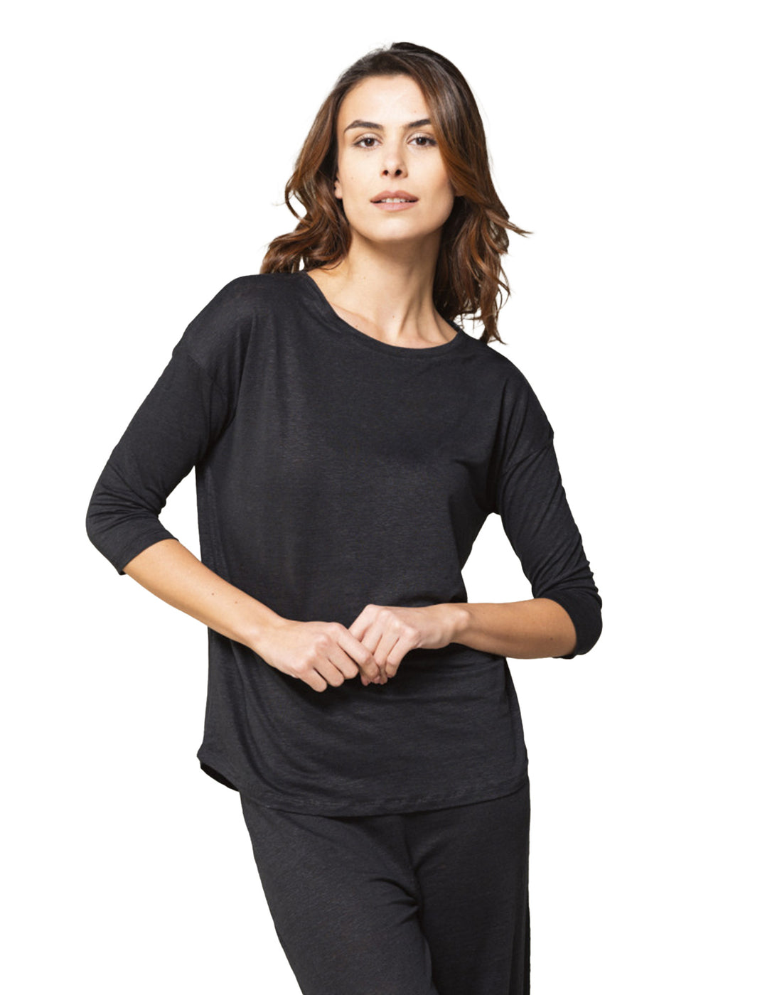 MAJESTIC FILATURES T-shirt Over in Lino Nera