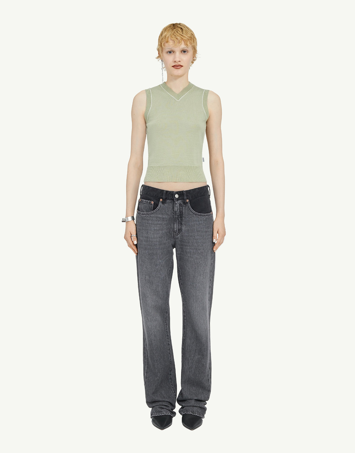MM6 MAISON MARGIELA Pantaloni 5 Tasche in Denim Bicolore