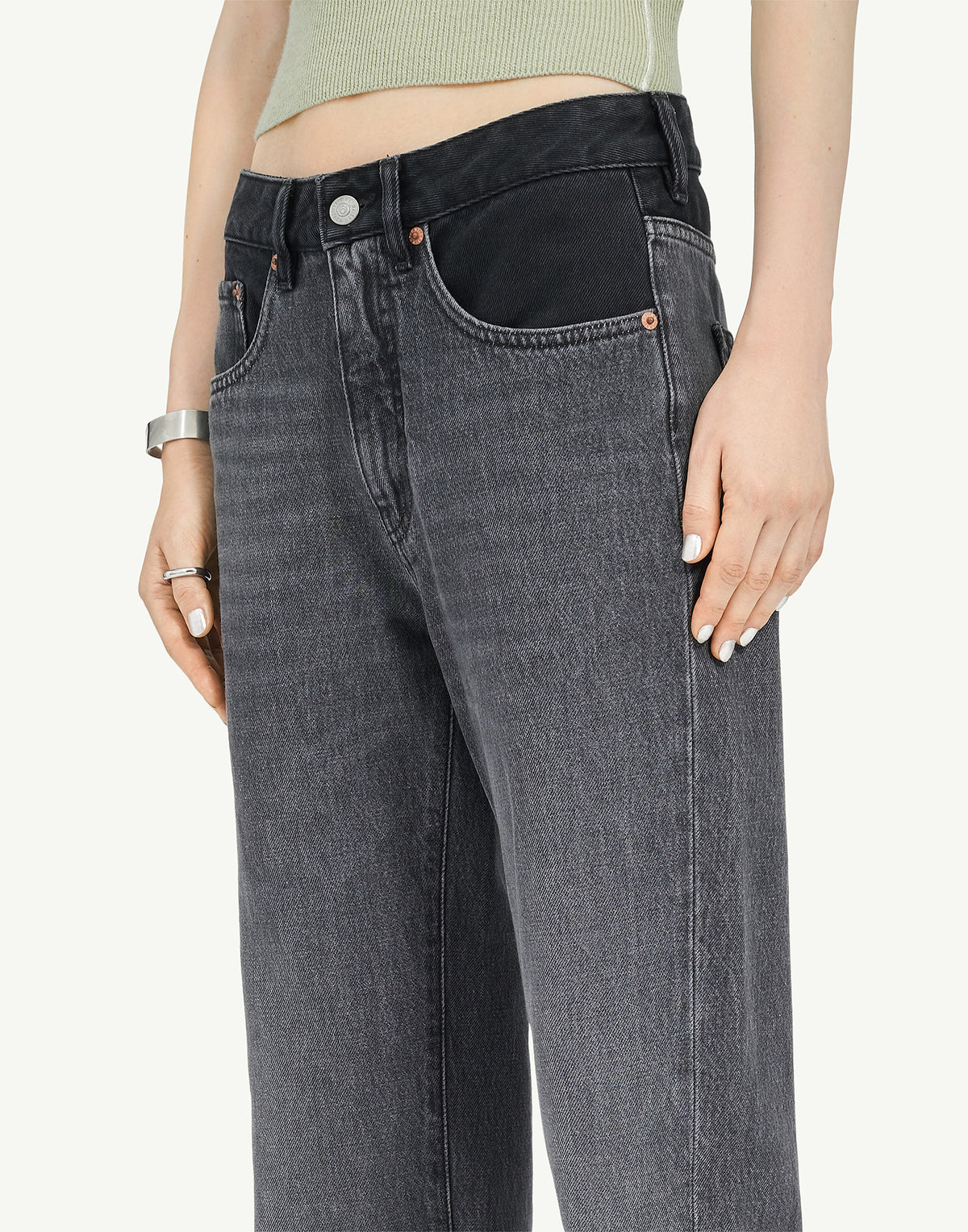 MM6 MAISON MARGIELA Pantaloni 5 Tasche in Denim Bicolore